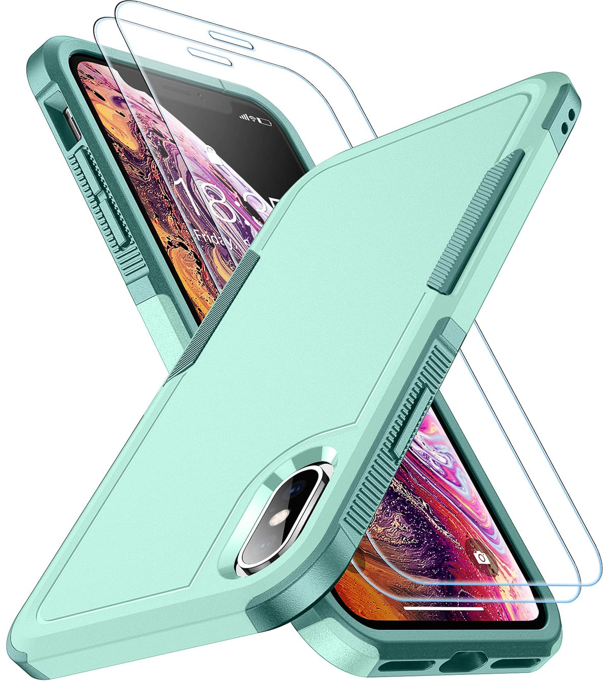 Spidercase For Iphone Xs Max Case, [10 Ft Military Grade Drop Protection] [2 Pcs Tempered Glass Screen Protector] Shockproof Air