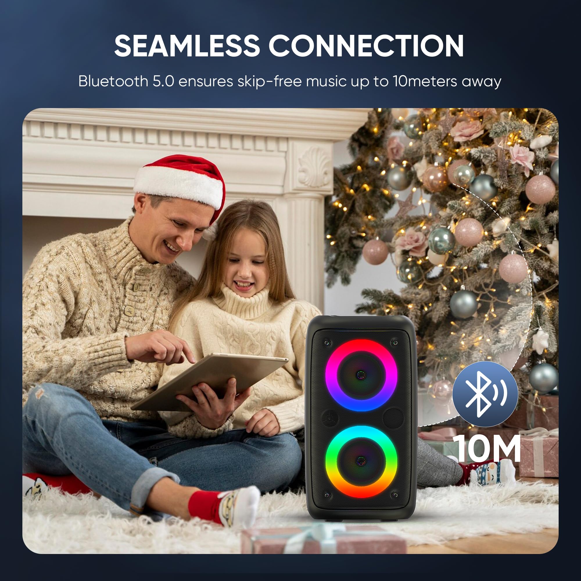 Karaoke Machine For Adults And Kids,Portable Bluetooth Speaker With 1 Wireless Microphone And 1 Wired Mic,Rechargeable Powered D