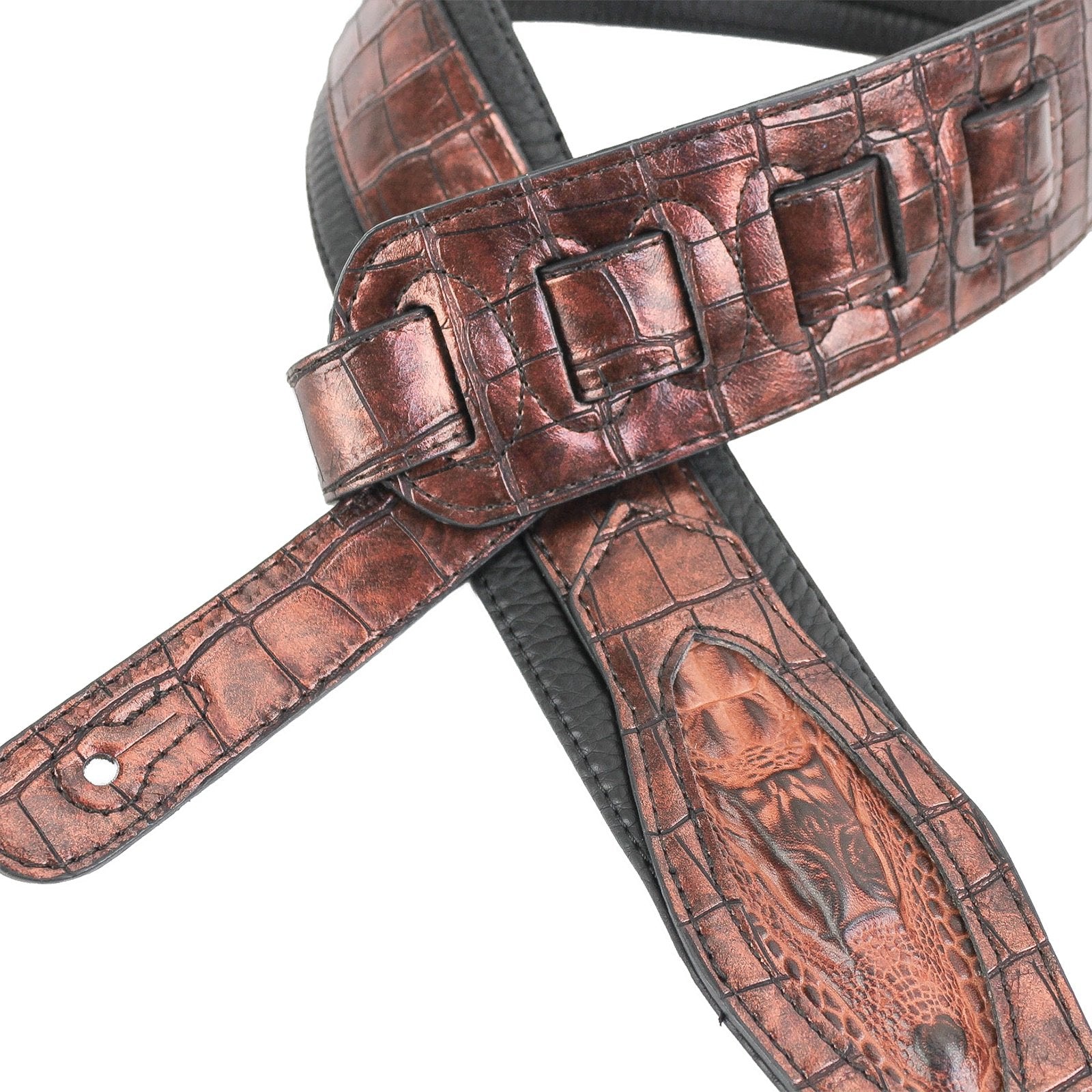 Walker & Williams Sf 08 Metallic Bronze Textured Alligator Pattern Strap With Gator Head