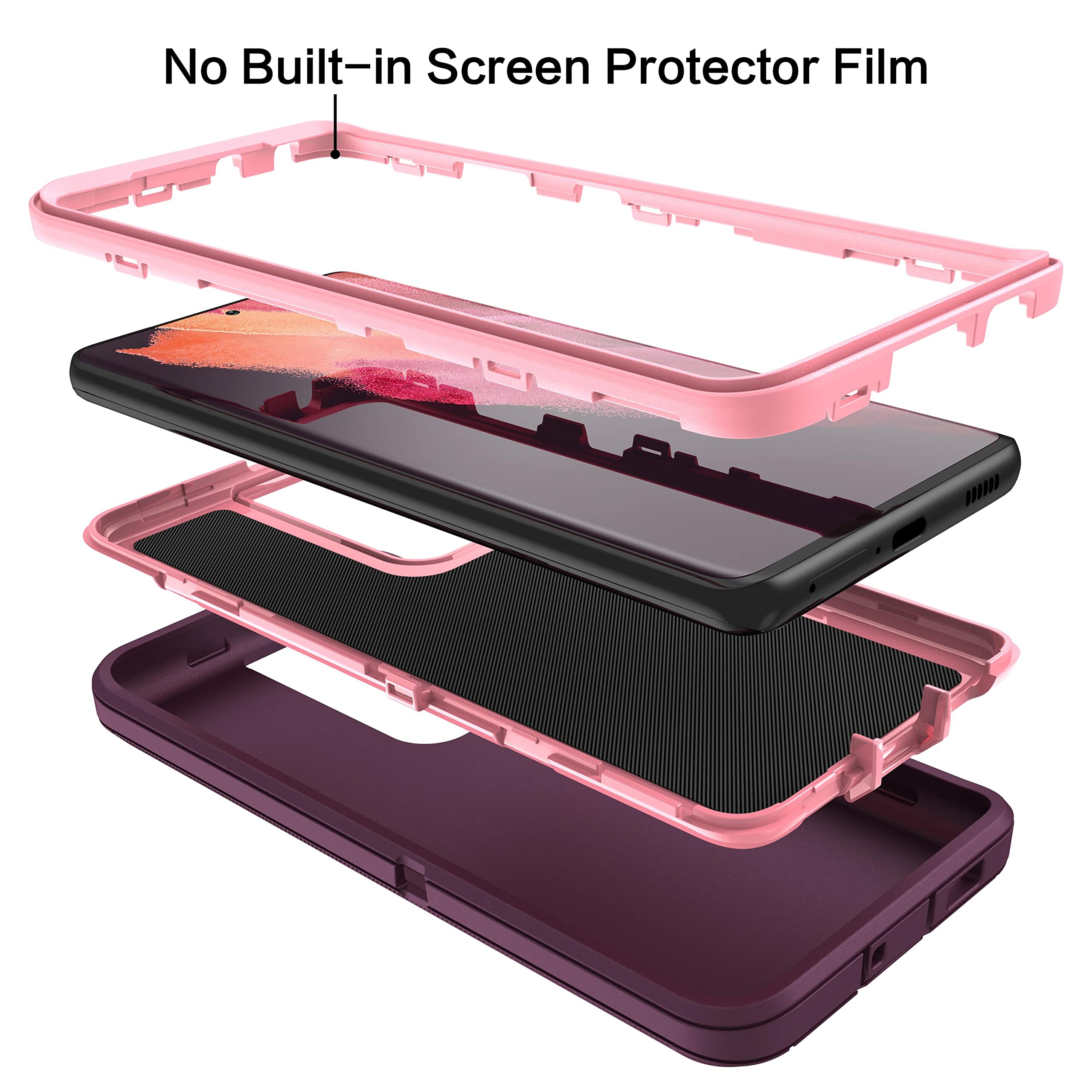 Mxx Case Compatible With Galaxy S21 Ultra Case, 3-Layer Super Full Heavy Duty Body Bumper Cover/Shock Protection/Dust Proof, Des