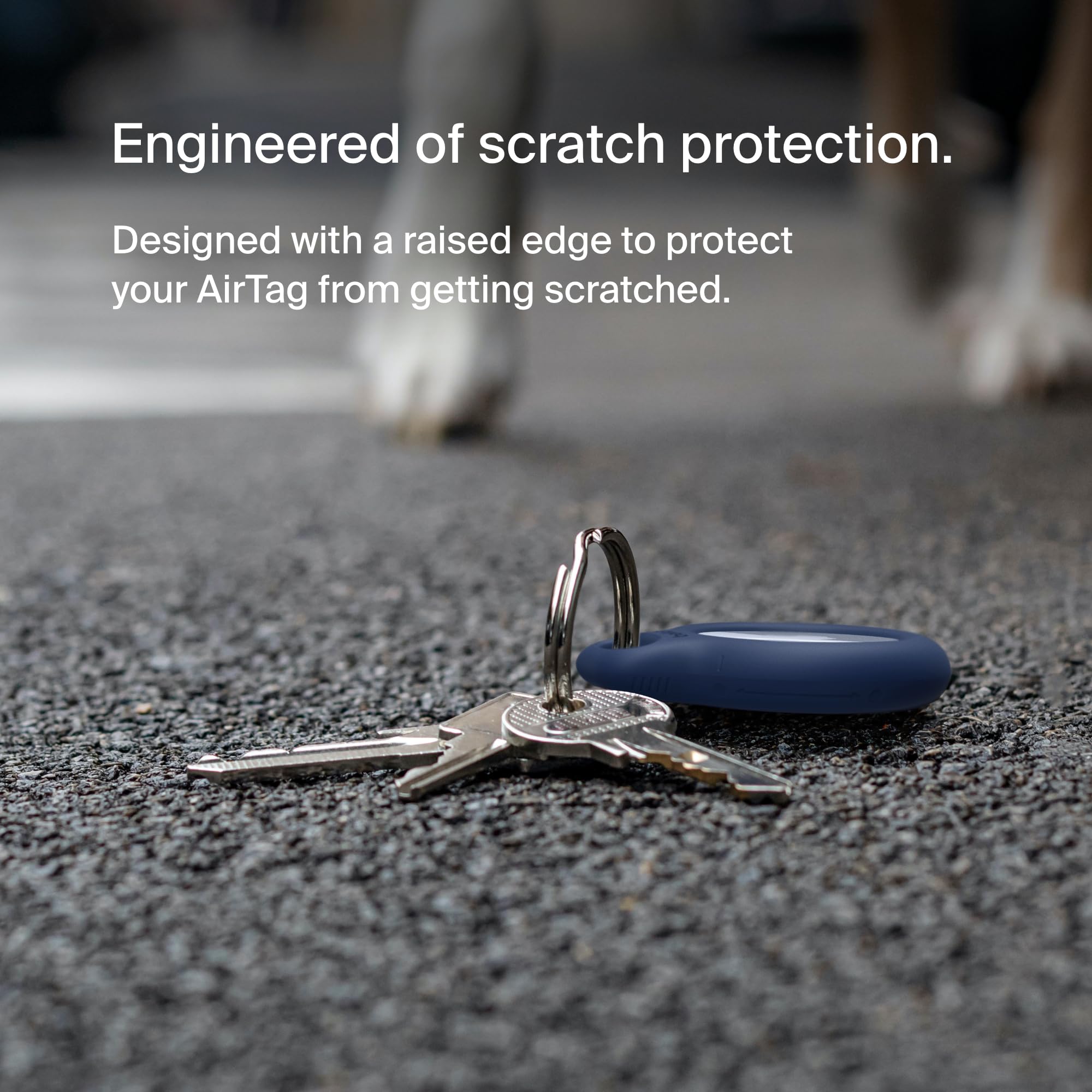 Belkin Apple AirTag Secure Holder with Key Ring, Durable Scratch Resistant Case With Open Face & Raised Edges, 2 count (Pack of 1)