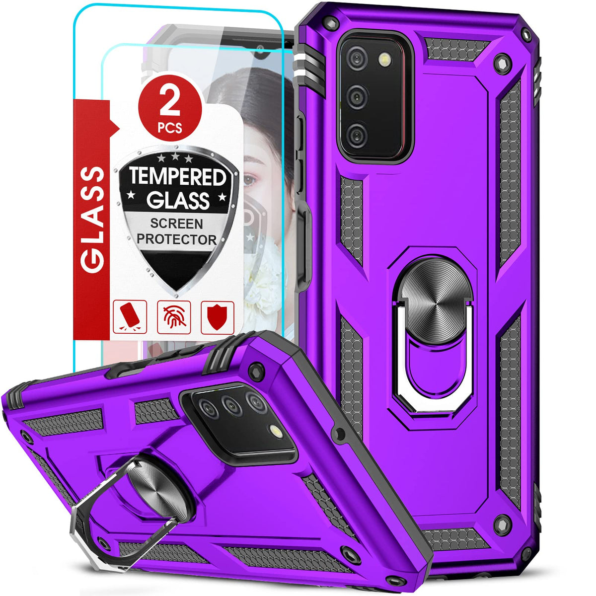 Leyi Phone Case For Samsung Galaxy A03S, Galaxy A03S Case With Screen Protector [2 Pack], Heavy Duty Shockproof Protective Case 