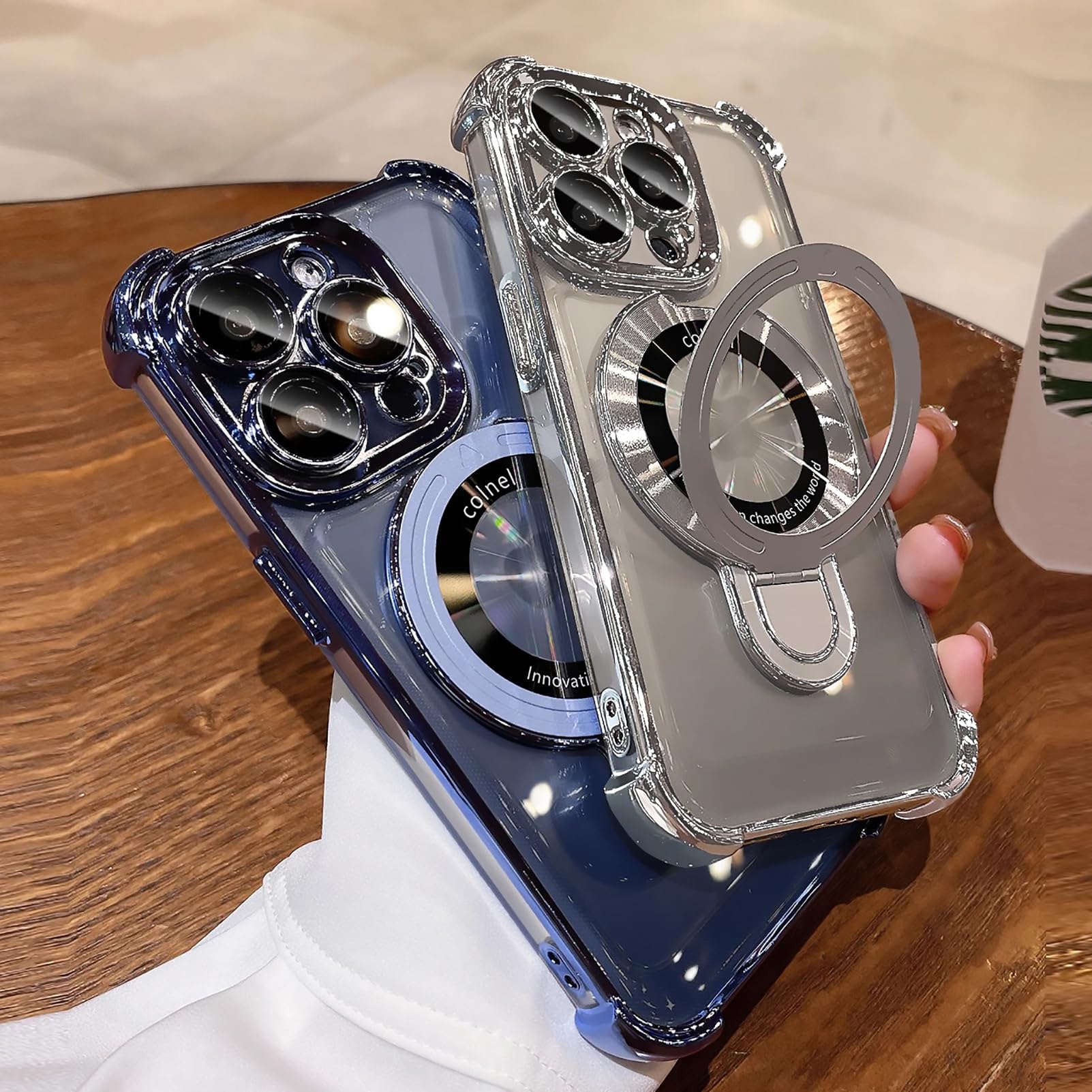 Uioeua For Iphone 12 Pro Case With Magnetic Ring Stand,[Compatible With Magsafe] Four Corners Shockproof [Military Grade Drop Pr