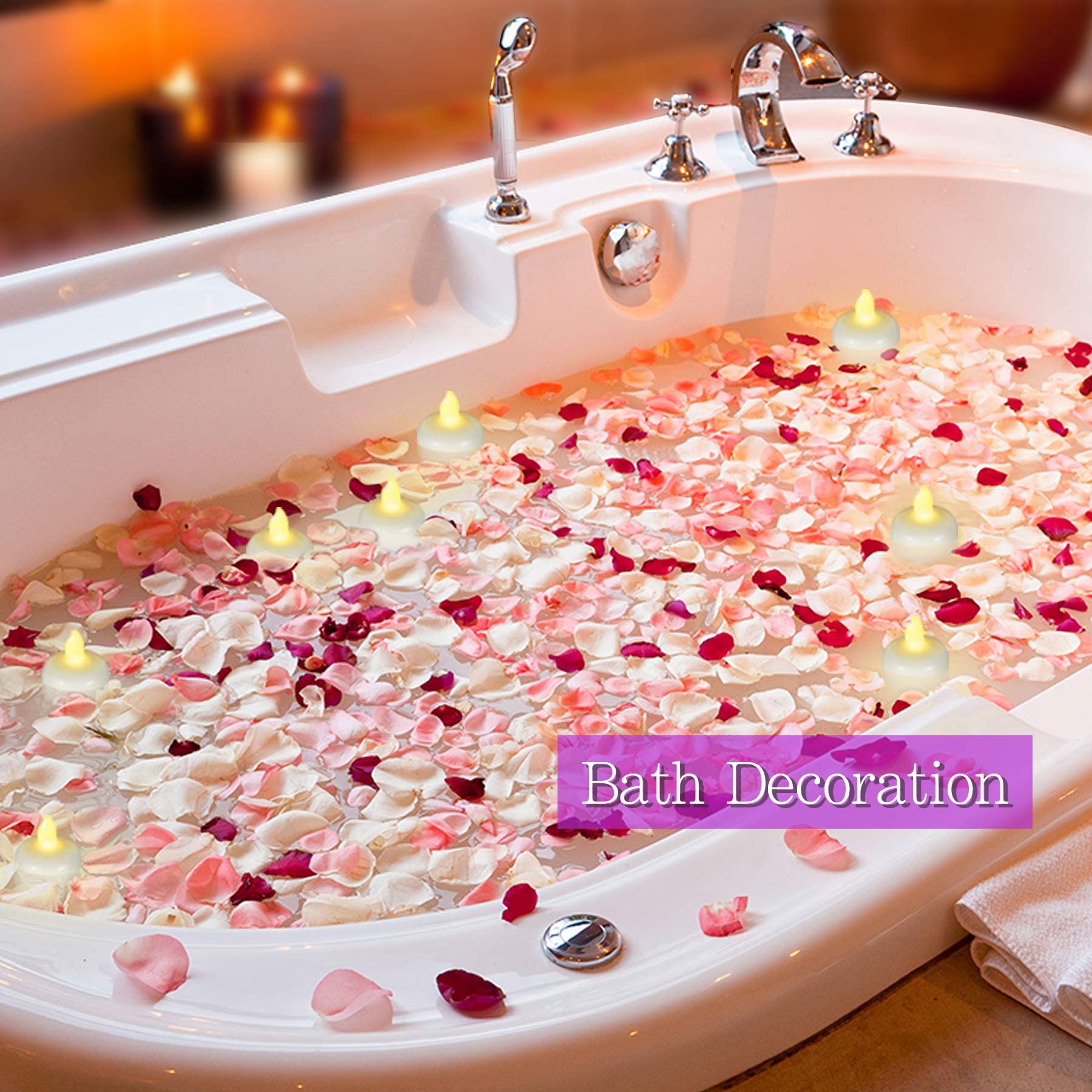 Singtok 24 Pcs Flameless Floating Tealights Waterproof Candles, Warm White Battery Operated Outdoor Flickering Led Tea Lights Vo