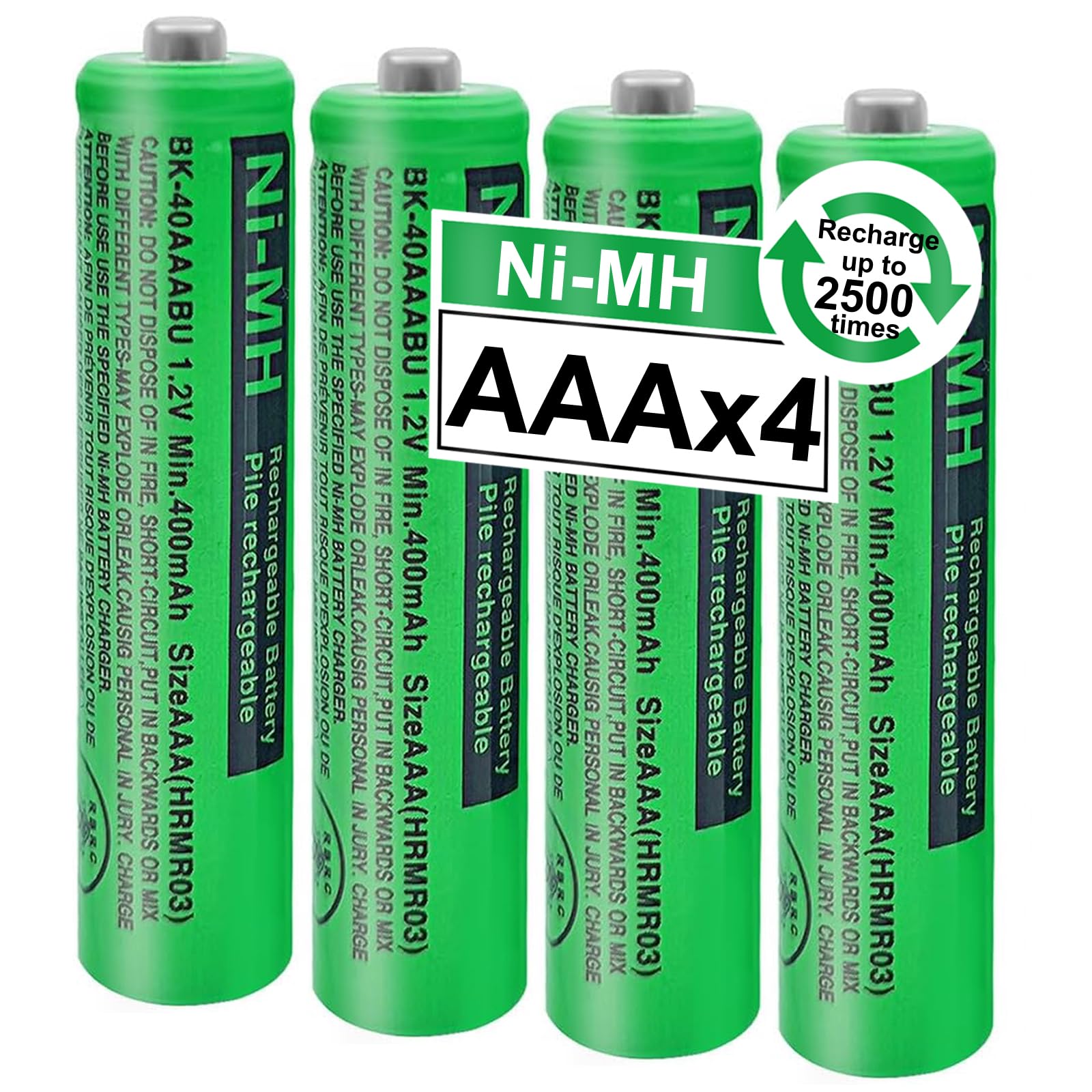 Osim 4Pack Bk 40Aaabu Ni Mh Aaa Rechargeable Batteries 1.2V Aaa Ni Mh Rechargeable Batteries 400Mah For Cordless Phones, Remote