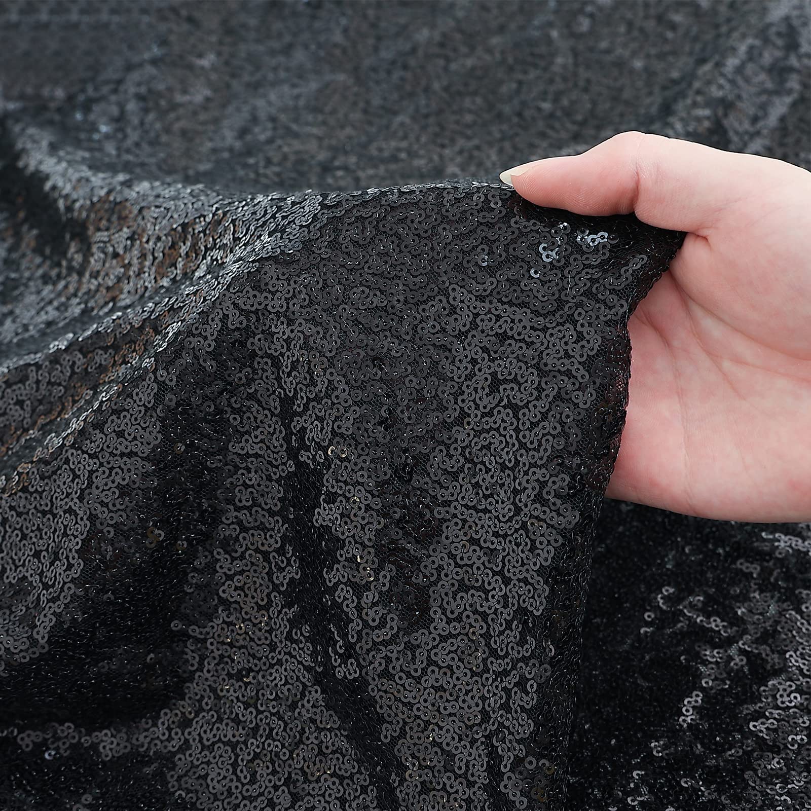 Sugargirl Halloween Black Sequin Backdrop Curtain 4 Panels 2Ftx8Ft Glitter Black Background Drapes Sparkle Photography Backdrop