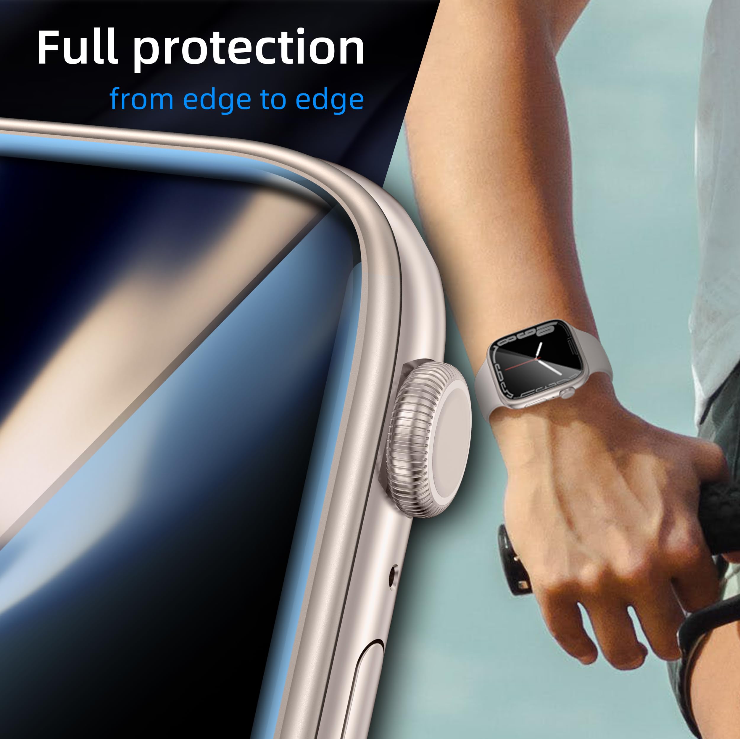 Swuu 2 Pack Tempered Glass Screen Protector With Metal Frame Compatible With Apple Watch Series 9 8 7 41Mm Screen Protector, Wat