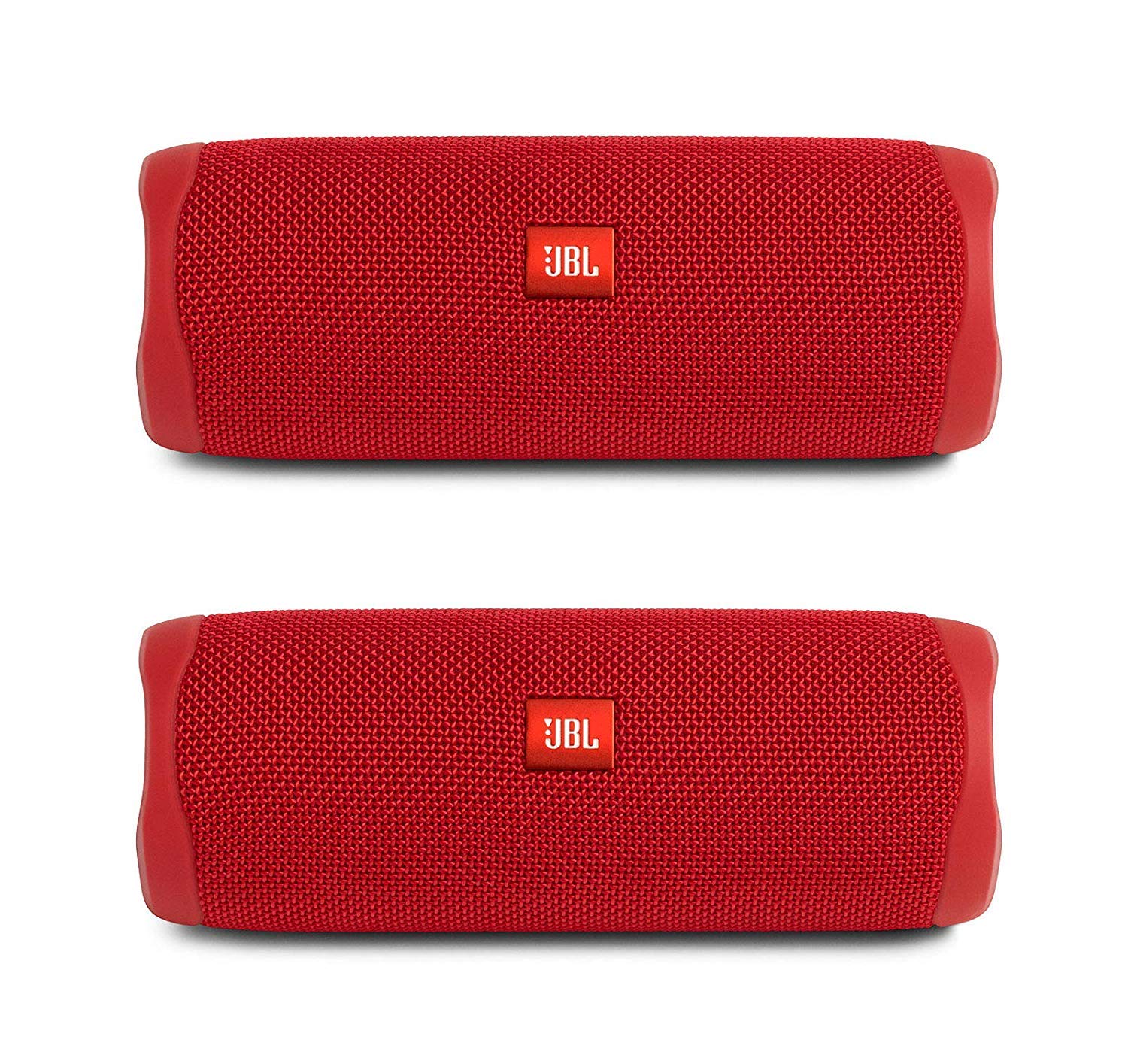 JBL Flip 5 Waterproof Portable Wireless Bluetooth Speaker Bundle - (Pair) Red