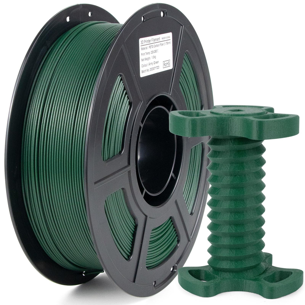 Iemai Carbon Fiber Petg Filament, Matte Army Green 3D Printer Filament, Carbon Fiber Filament 1.75Mm 1Kg(2.2Lbs) Spool, Dimensio