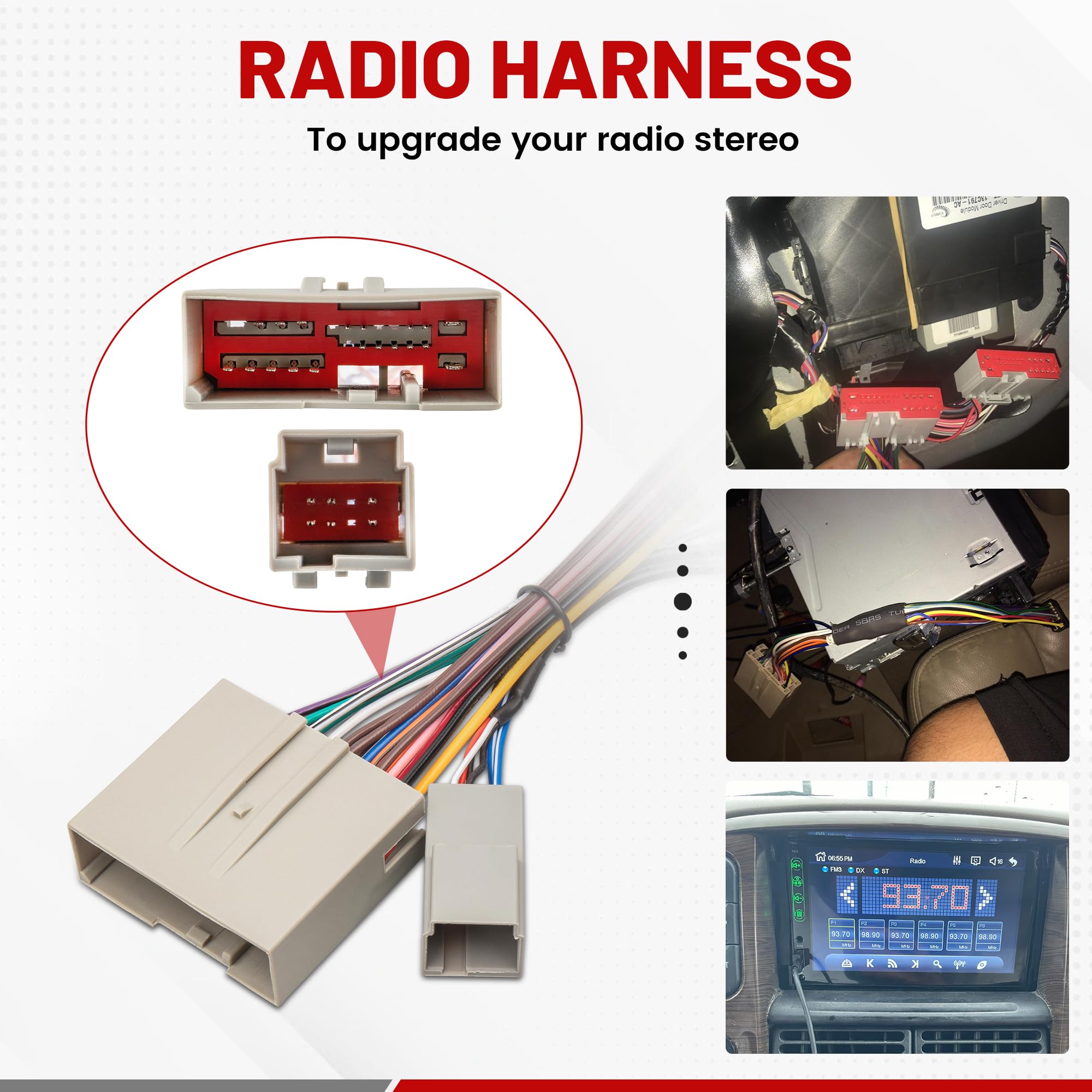 Red Wolf Replacement With Ford F150/F250 Lincoln Mercury 2003 2013 Stereo Radio Wire Harness Head Unit Video Rca Adapter Amp Power Input Connector