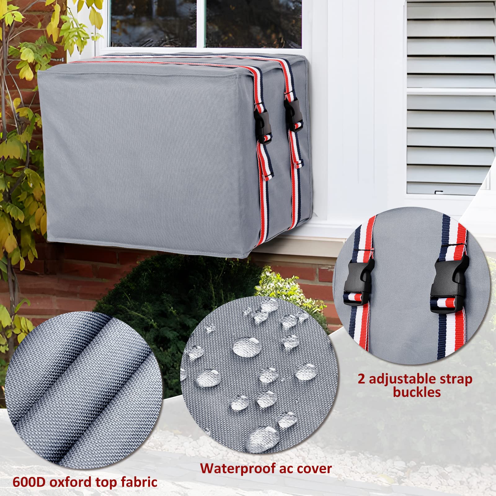 Unun Window Air Conditioner Covers For Outside, Ac Unit Covers Outdoor 21.5W X 15H X 16D Inches