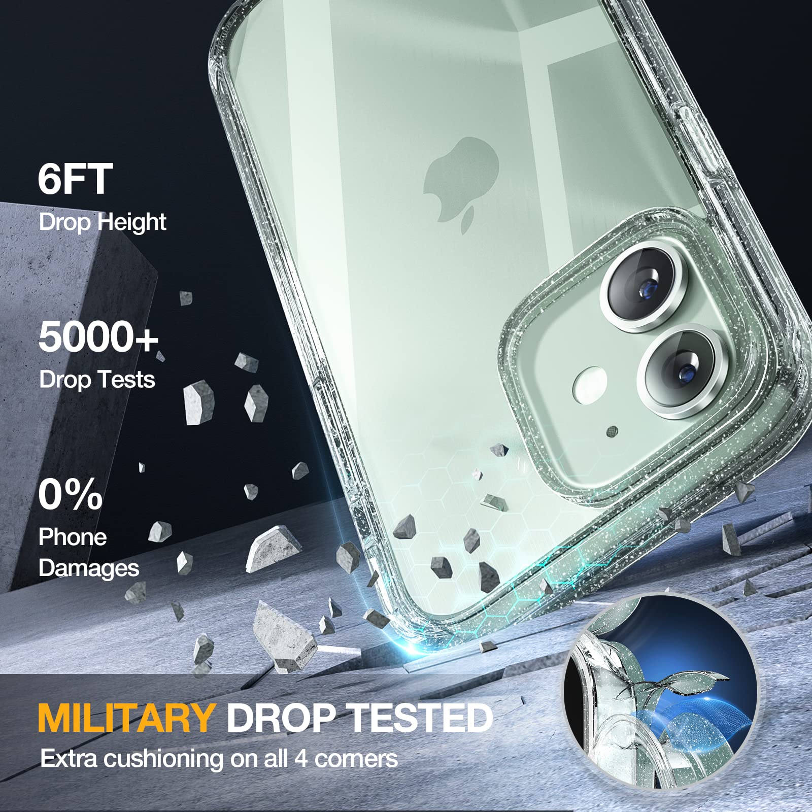 Miracase Glass Series For Iphone 12/12 Pro   Full Body Rugged Protective Case With Built In 9H Tempered Glass Screen Protector A