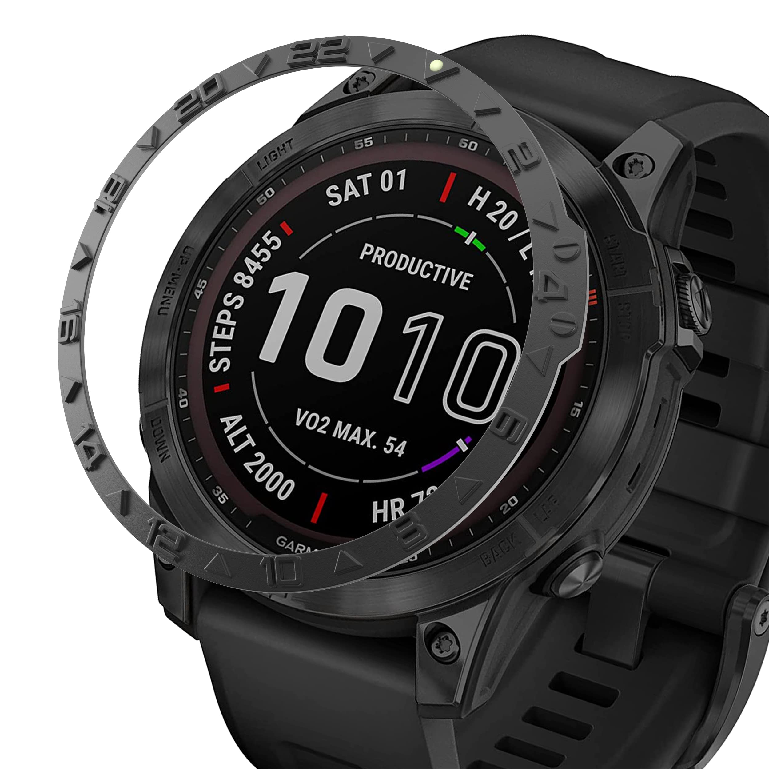 Baihuiam Bezel Ring Compatiable With Garmin Fenix 7X, Stainless Steel Bezel Ring Adhesive Cover Anti Scratch & Collision Protect