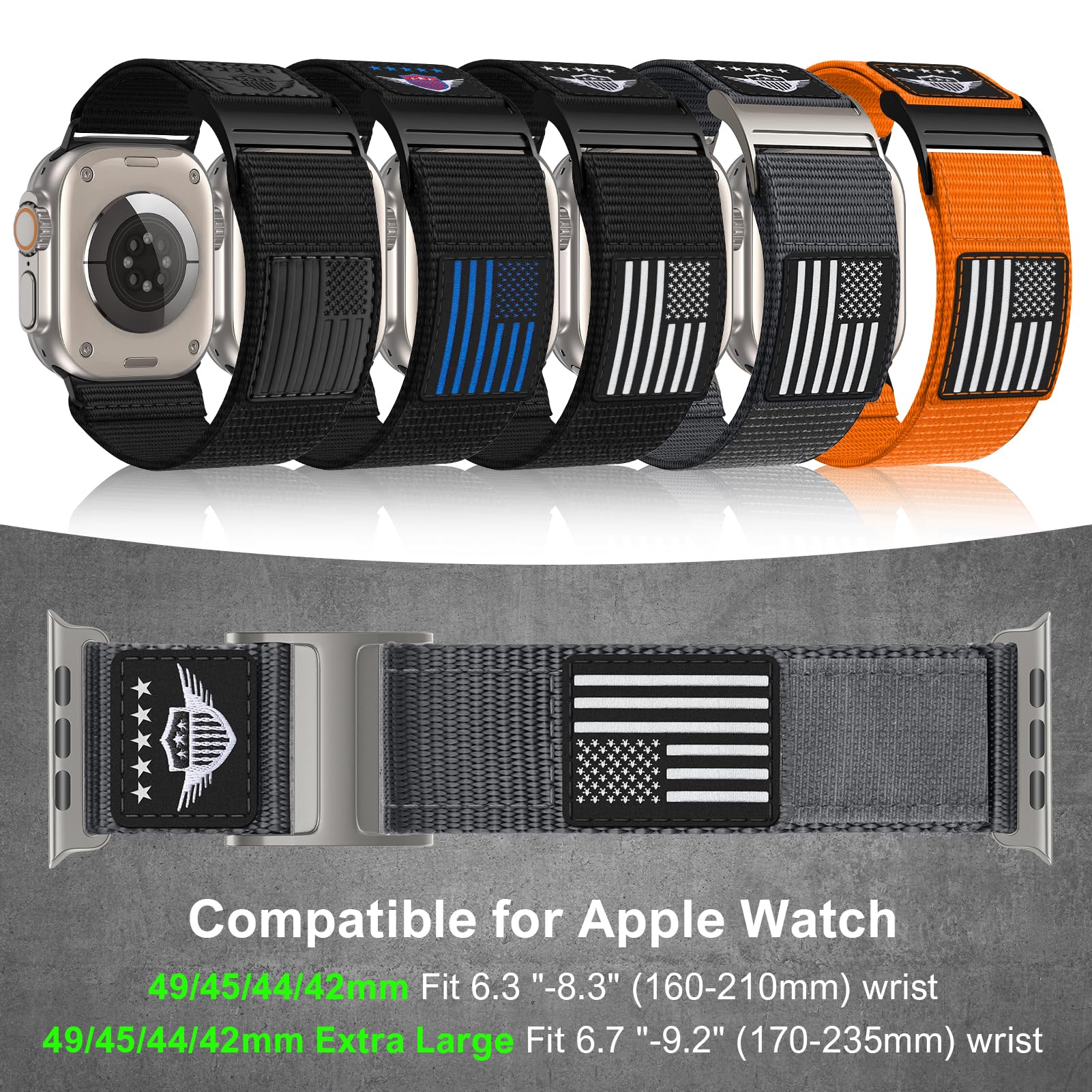 Rugged Nylon Band Compatible With Apple Watch Ultra Band 49Mm 45Mm 44Mm 42Mm,Soft Sport Loop Adjustable Wristbands Replacement S