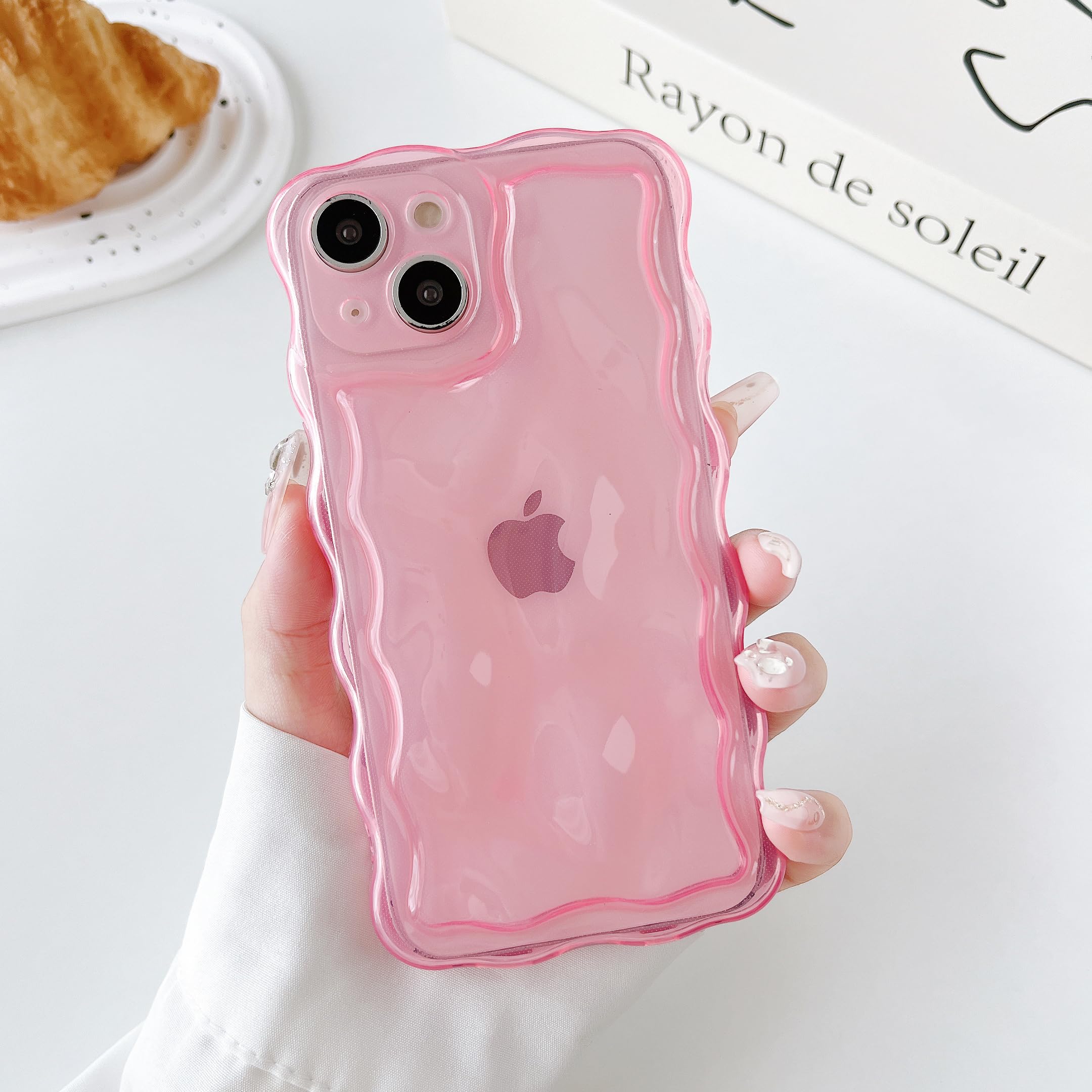 Fabspark Case For Iphone 13 Pro,Cute 3D Transparent Meteorite Bubble Water Ripple Pattern Curly Wavy Frame Case,Soft Tpu Shockpr