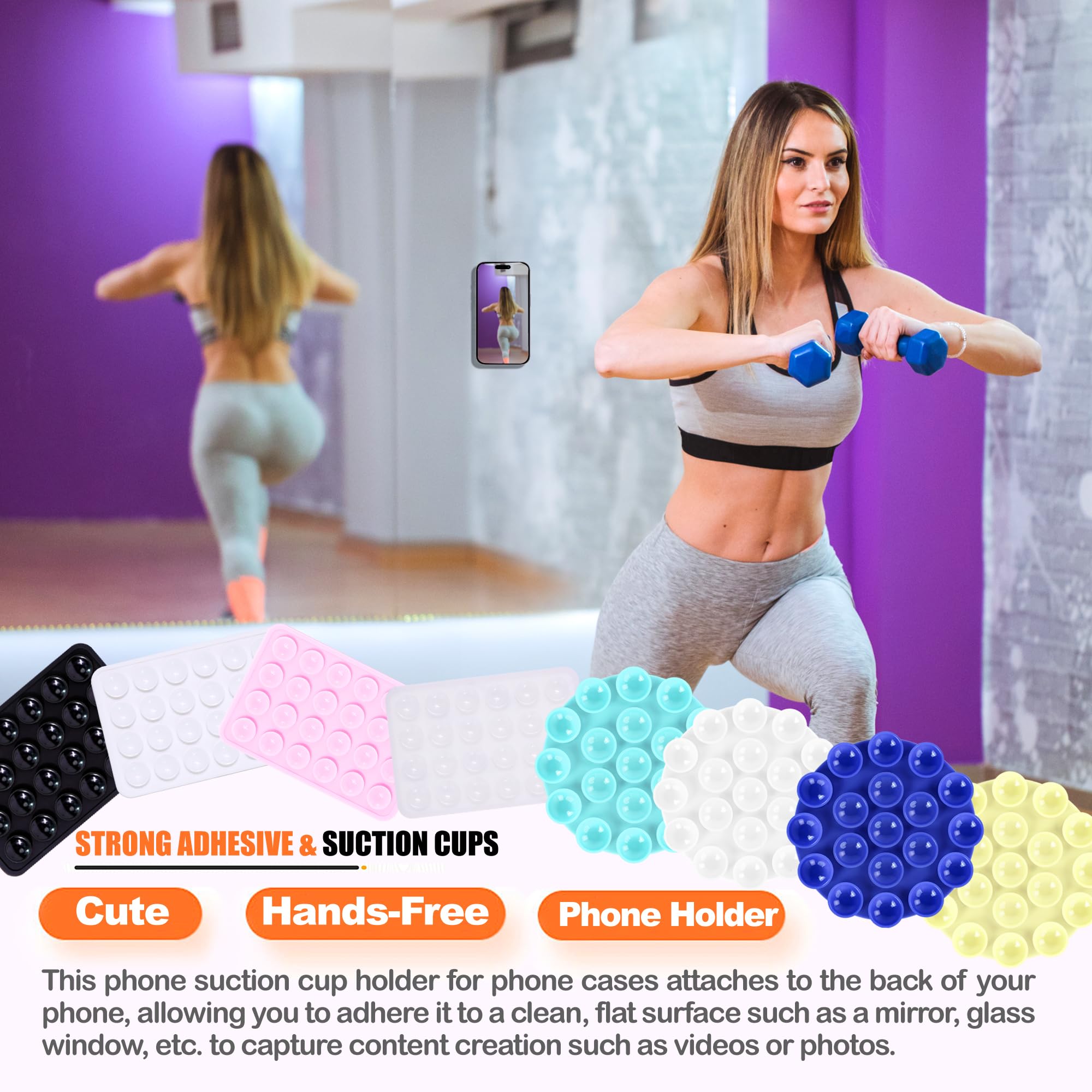 2Pcs Silicone Suction Phone Case Adhesive Mount, Anti-Slip Hands-Free Phone Holder, Sticky Phone Grip Compatible With Iphone And