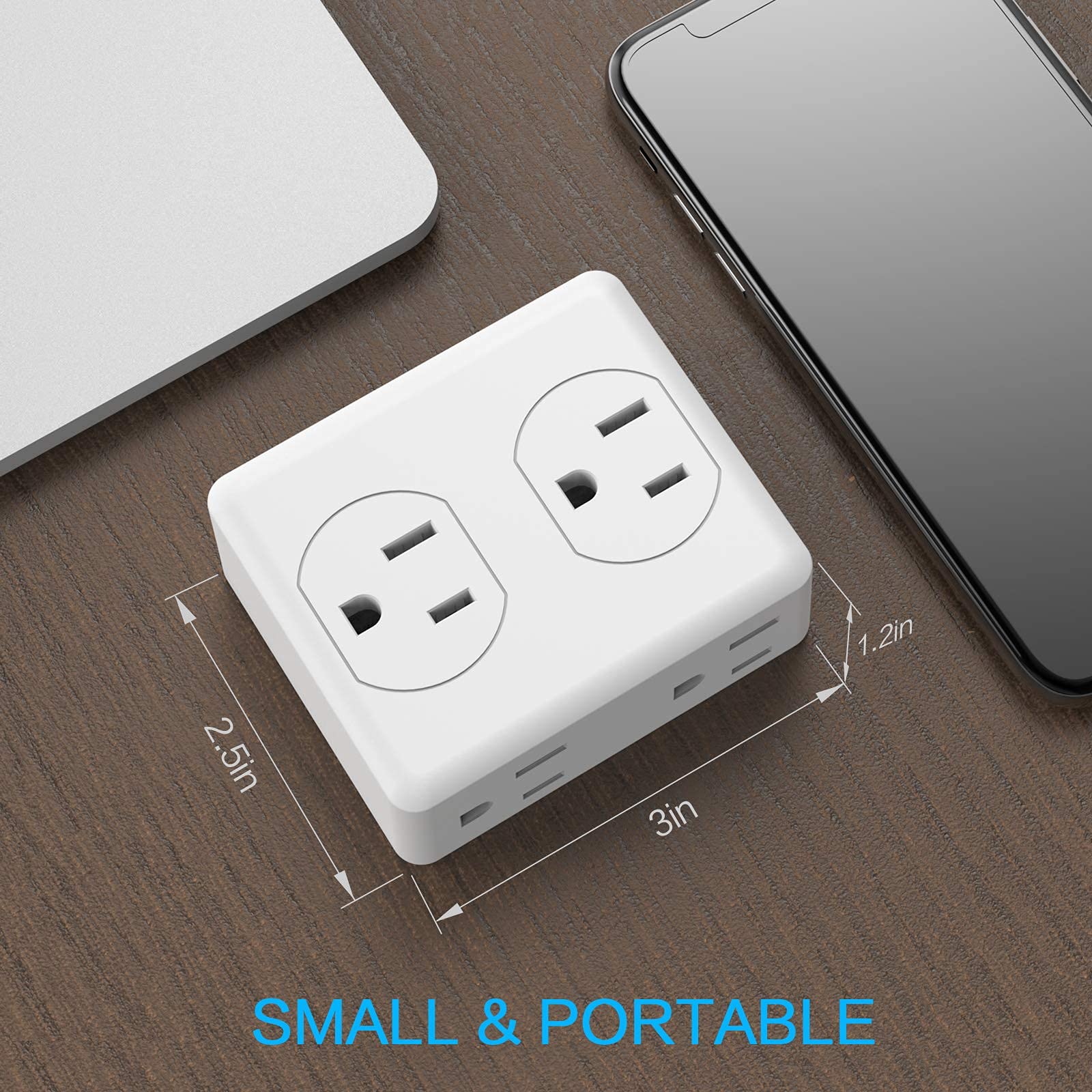 Outlet Extender, Hicity Multi Plug Outlet With 6 Electrical Outlets Adapter, 3 Prong Wall Outlet Tap For Cruise Ship Home Office
