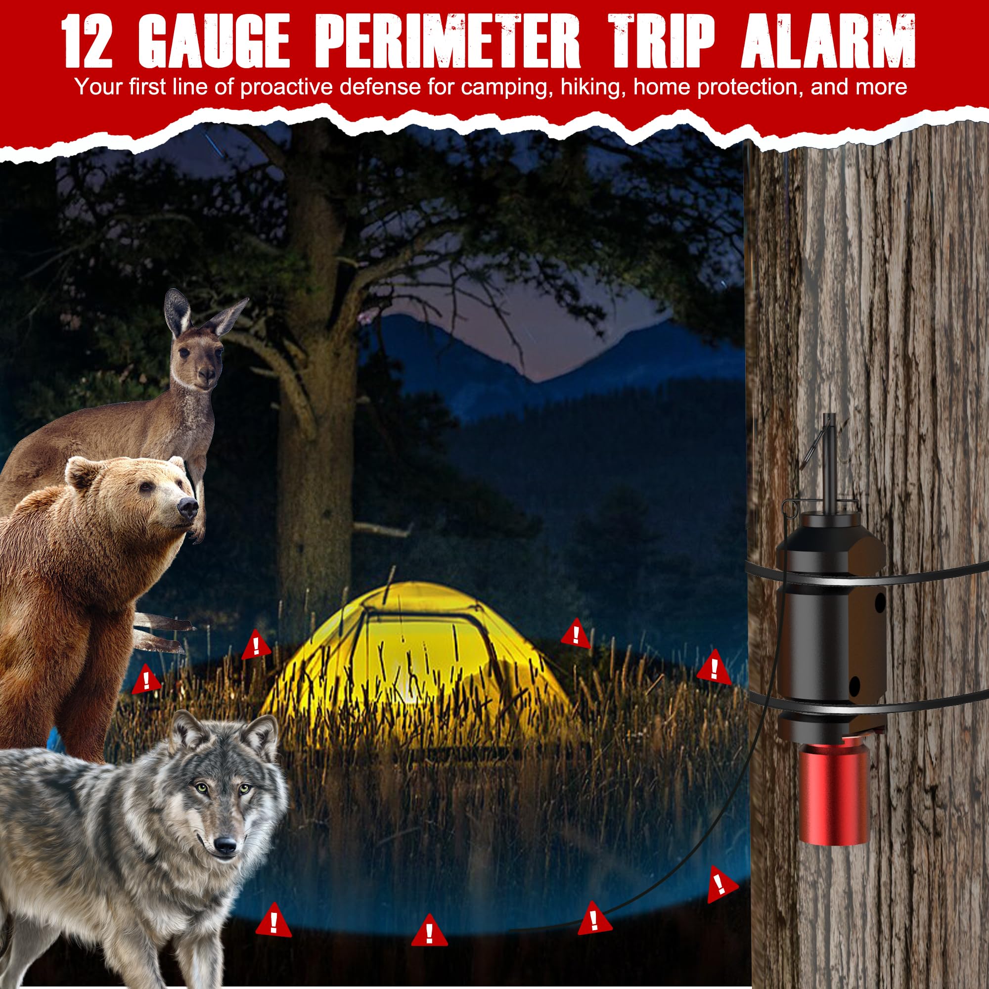Perimeter Trip Alarm, 12 Gauge Camping Trip Wire Alarm Device, Early Warning Security System For Camping And Property Safety (2