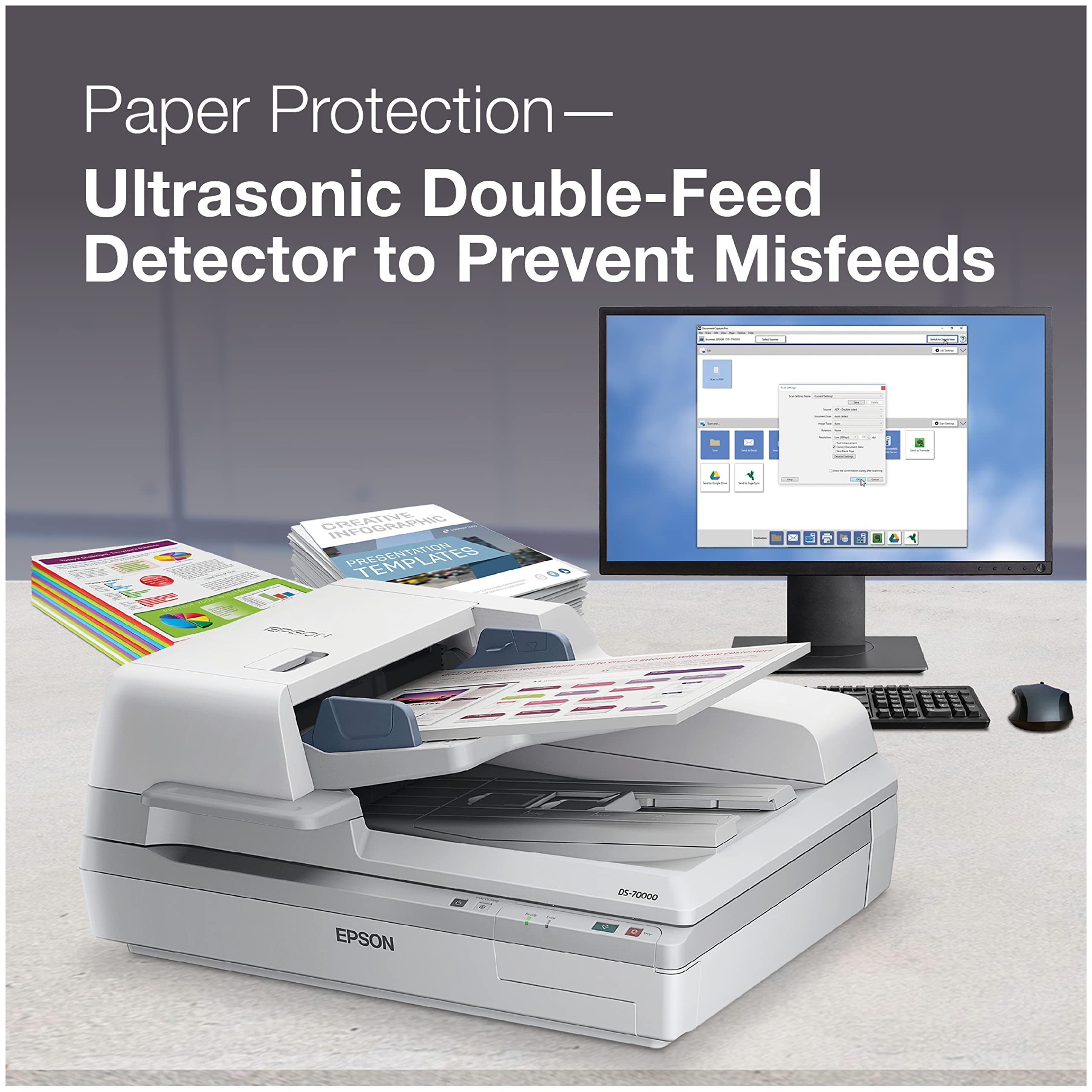 Epson Ds 70000 Large Format Document Scanner: 70Ppm, Twain & Isis Drivers, 3 Year Warranty With Next Business Day Replacement