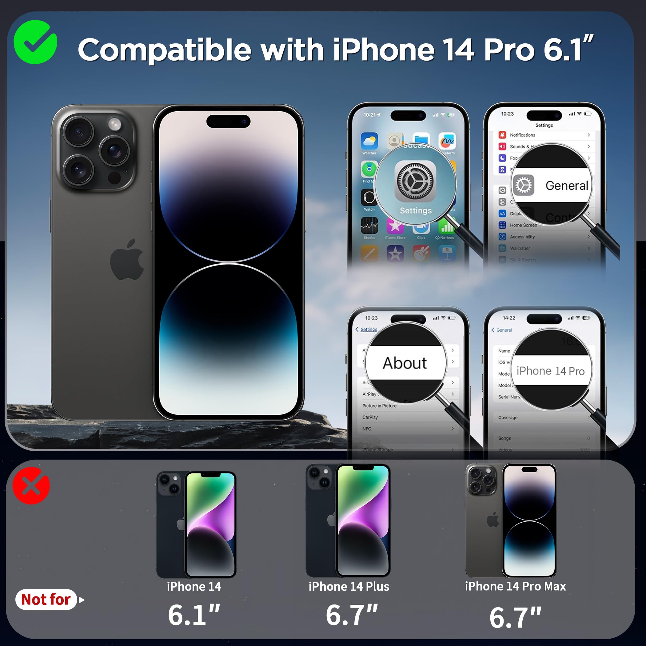 Cacoe Magnetic Case For Iphone 14 Pro 6.1 Inch With 360 Rotatable Ring Stand, Compatible With Magsafe Car Phone Mount, Cases Cov