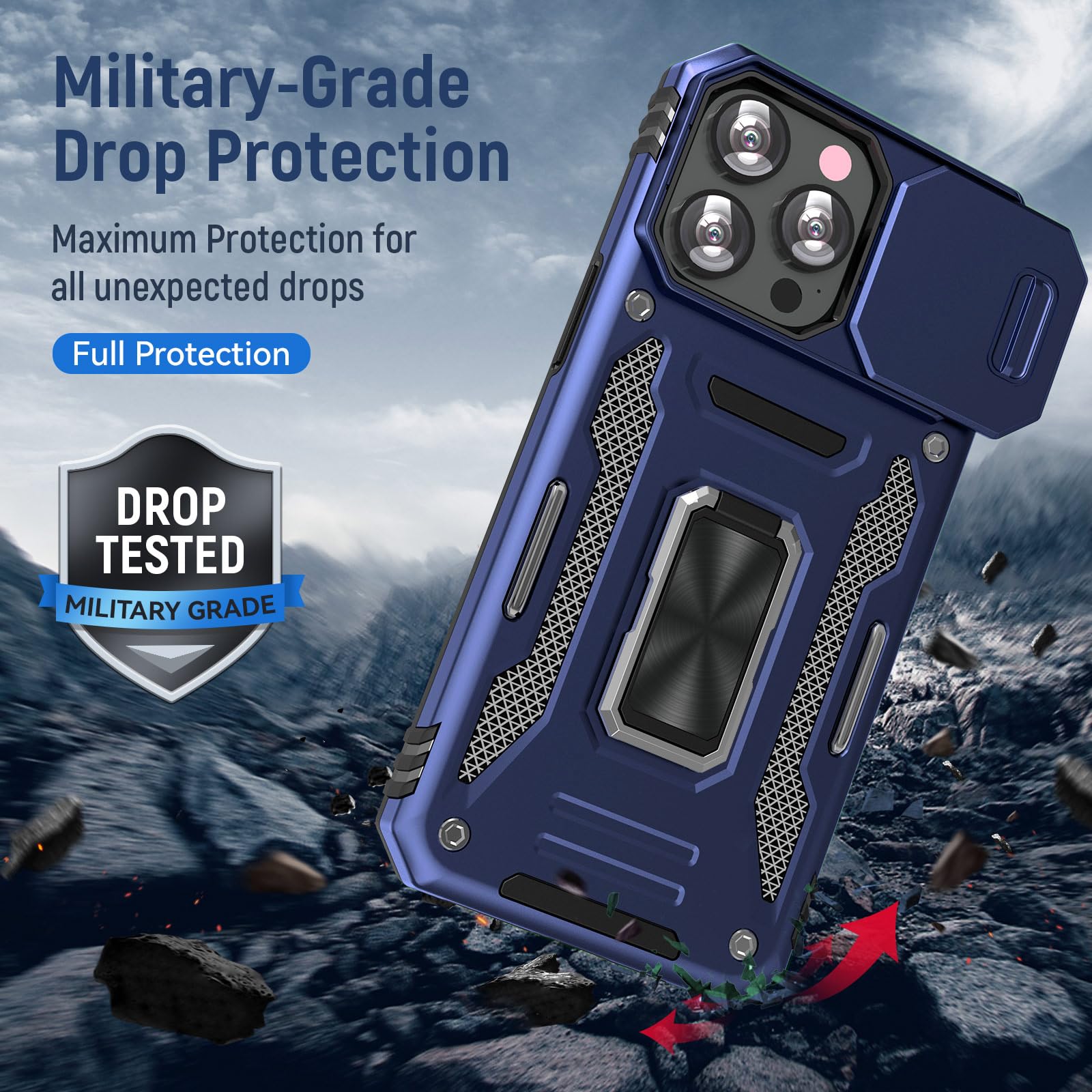 Sefing Case For 16 Pro Max Phone Case Iphone 16 Pro Max Case With Kickstand Ring Holder, With Camera Cover, With Magnet Car Moun