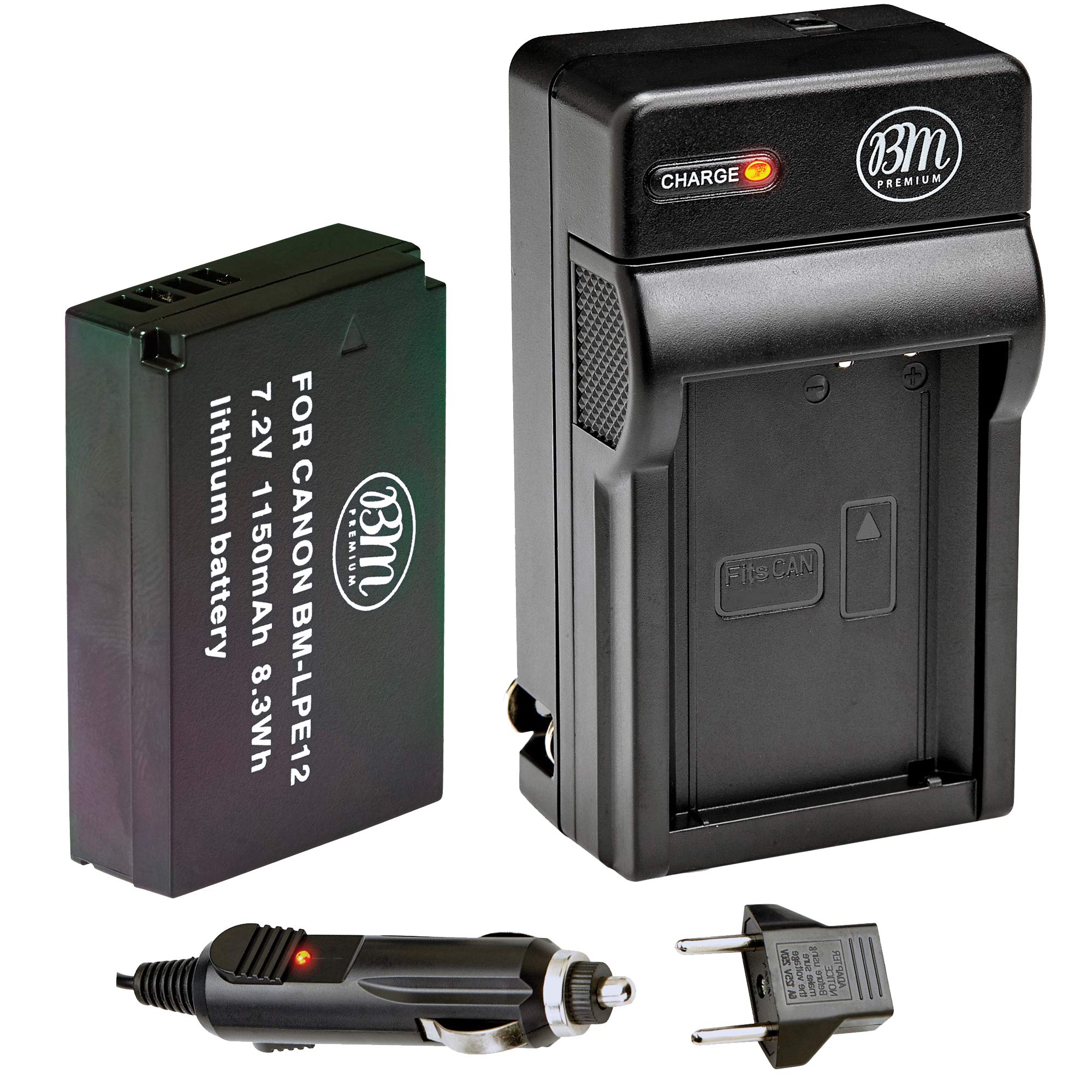 Bm Premium Lp E12 Battery And Charger Kit For Canon Eos M, Eos M2, Eos M10, Eos M50, Eos M50 Mark Ii, Eos M100, Eos M200, Sx70 H