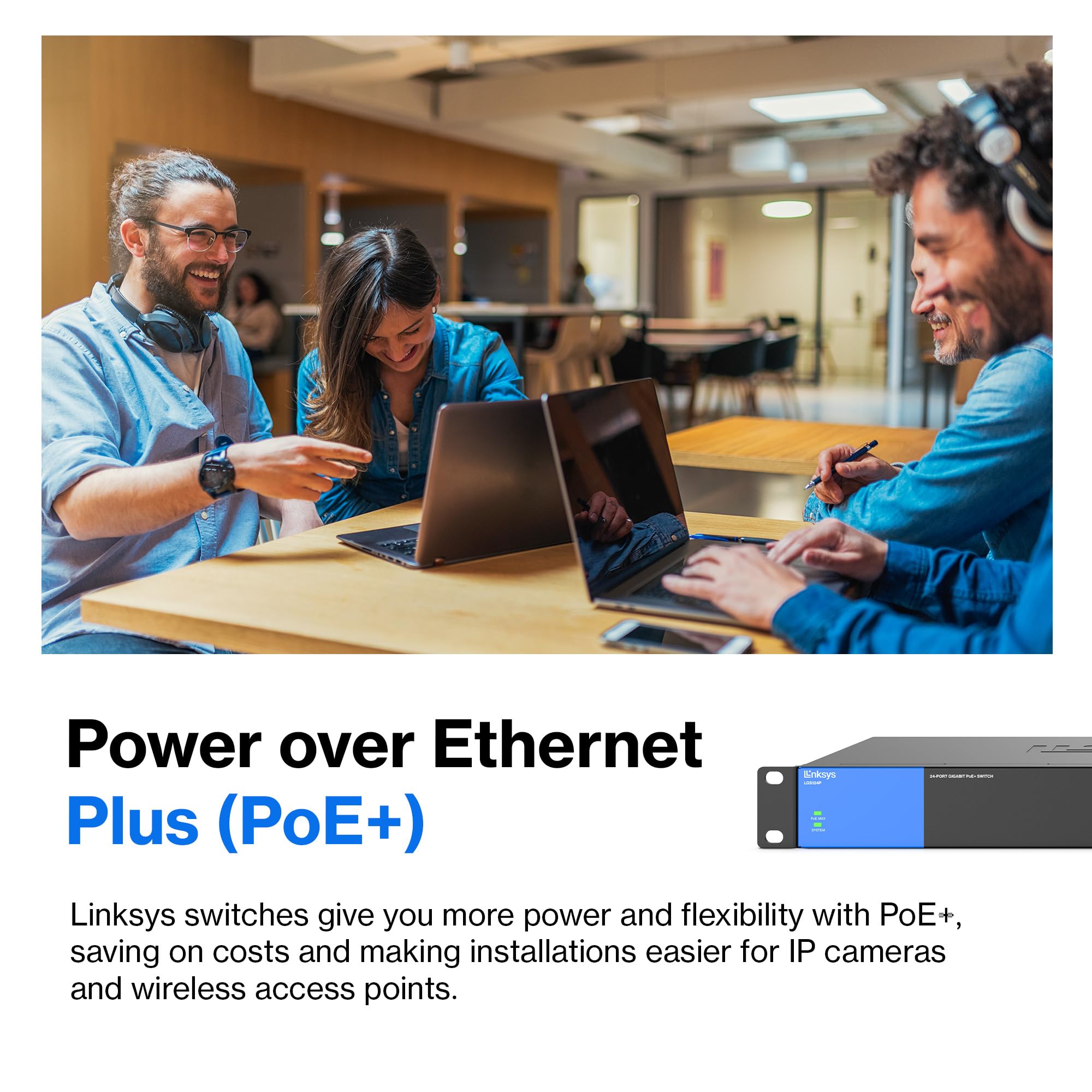 Linksys Lgs124P 24 Port Gigabit Unmanaged Network Poe Switch With 12 Poe+ Ports @ 120W For Business, Office, Ip Surveillance   E