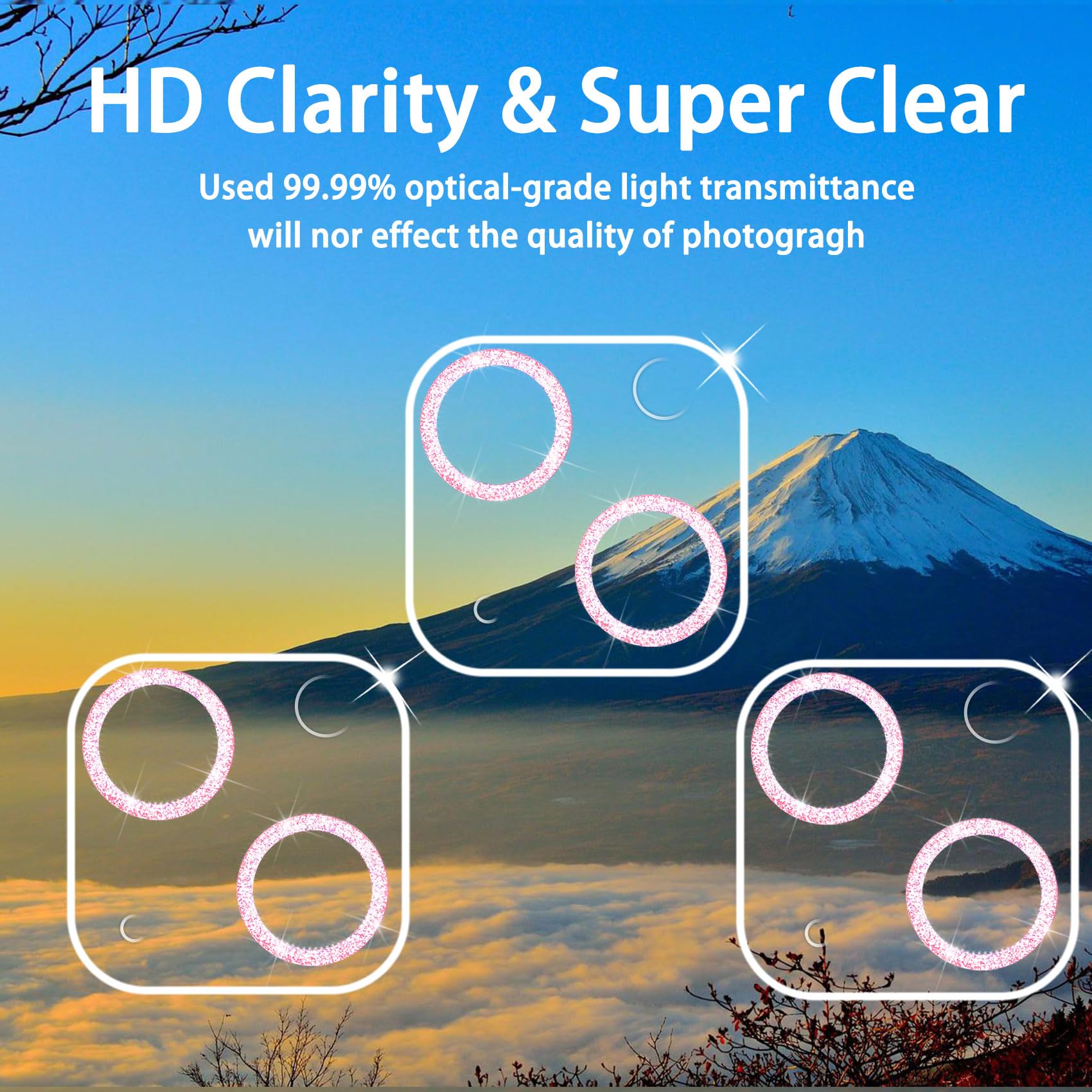 ?3 Pack?Dengduoduo Tempered Glass Camera Lens Protector For Iphone 13 6.1'' & Iphone 13 Mini 5.4'', Bling Glitter Sparkle Ultra