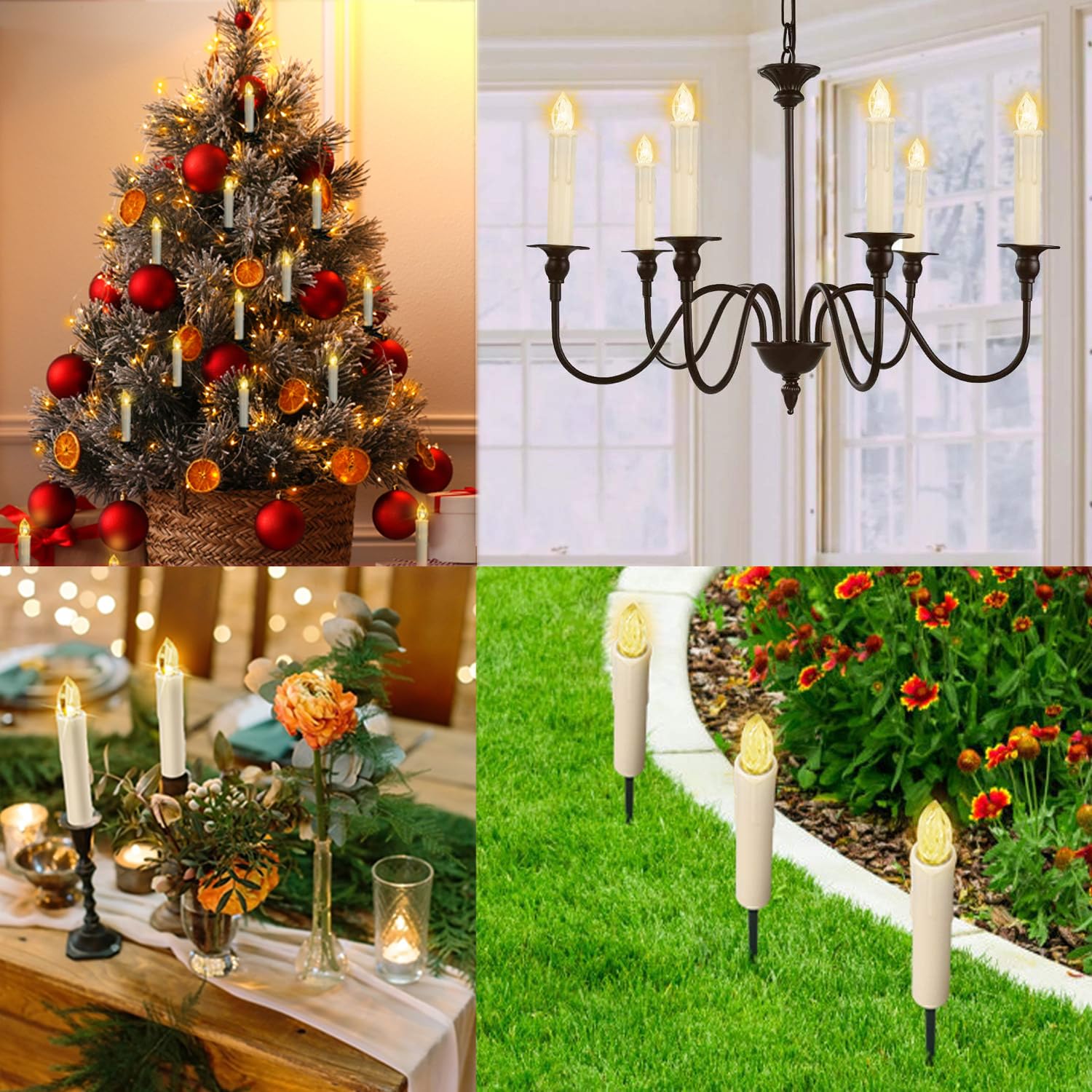 10 Pcs Led Window Flameless Taper Candle, Battery Operated Christmas Tree Candle Lights With Remote Timer, Flickering Tree Candl