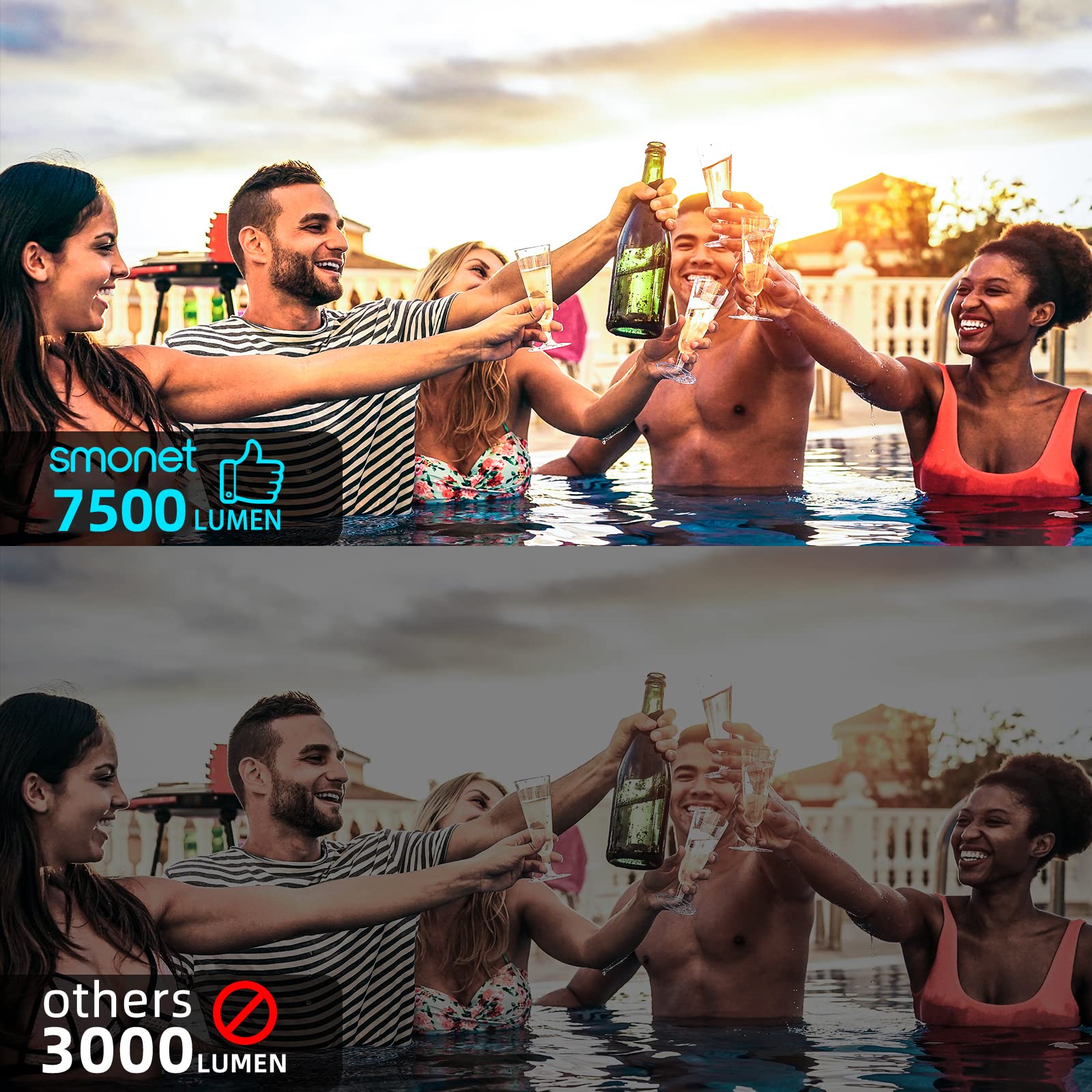 Movie Projector, Smonet 1080P Hd Projector 7500L Home Projector Video Tv Projector Mini Portable Led Projector Outdoor Indoor Wa