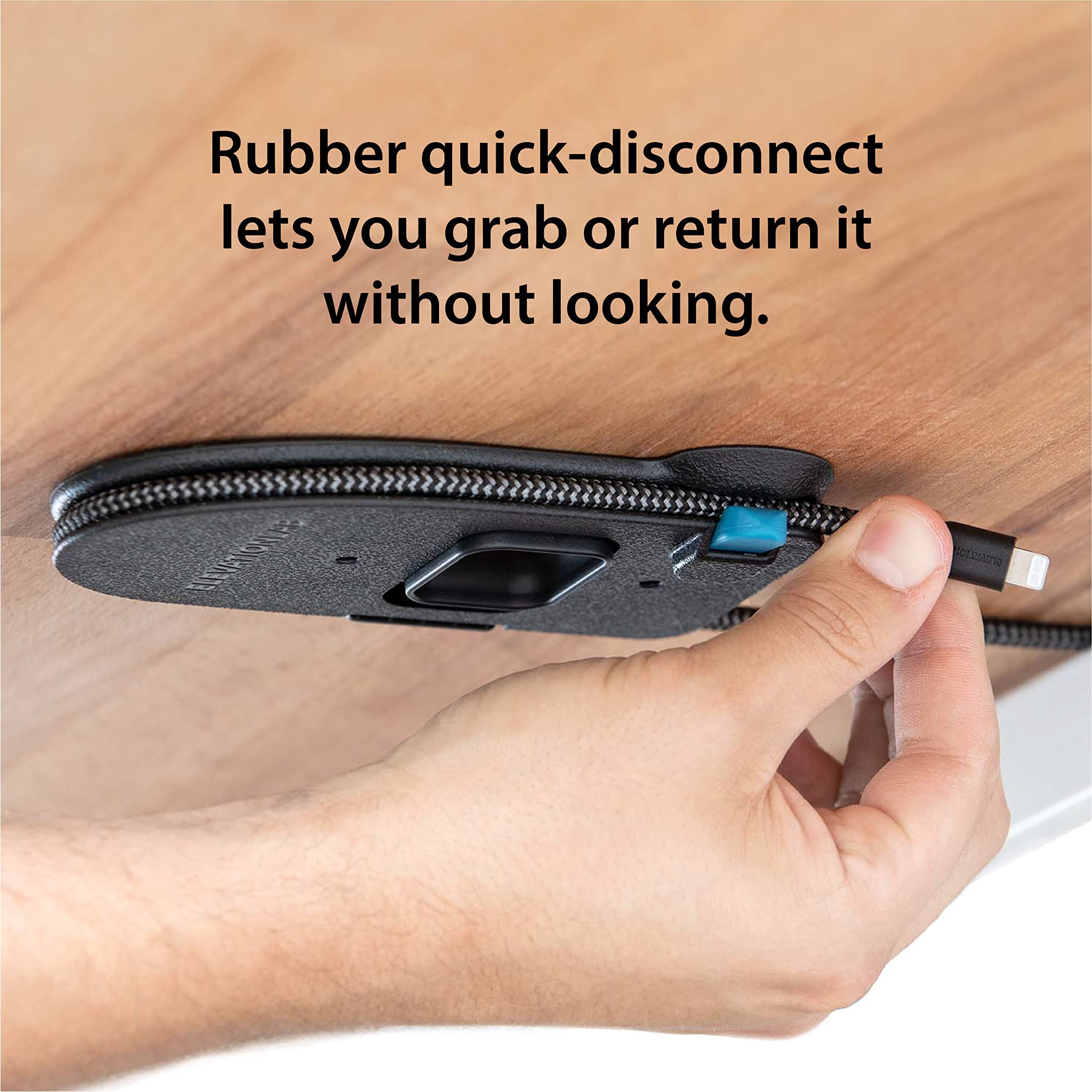 Elevation Lab Quickdraw Under Desk Cable Organizer 2 Pack Adjustable Plastic Black