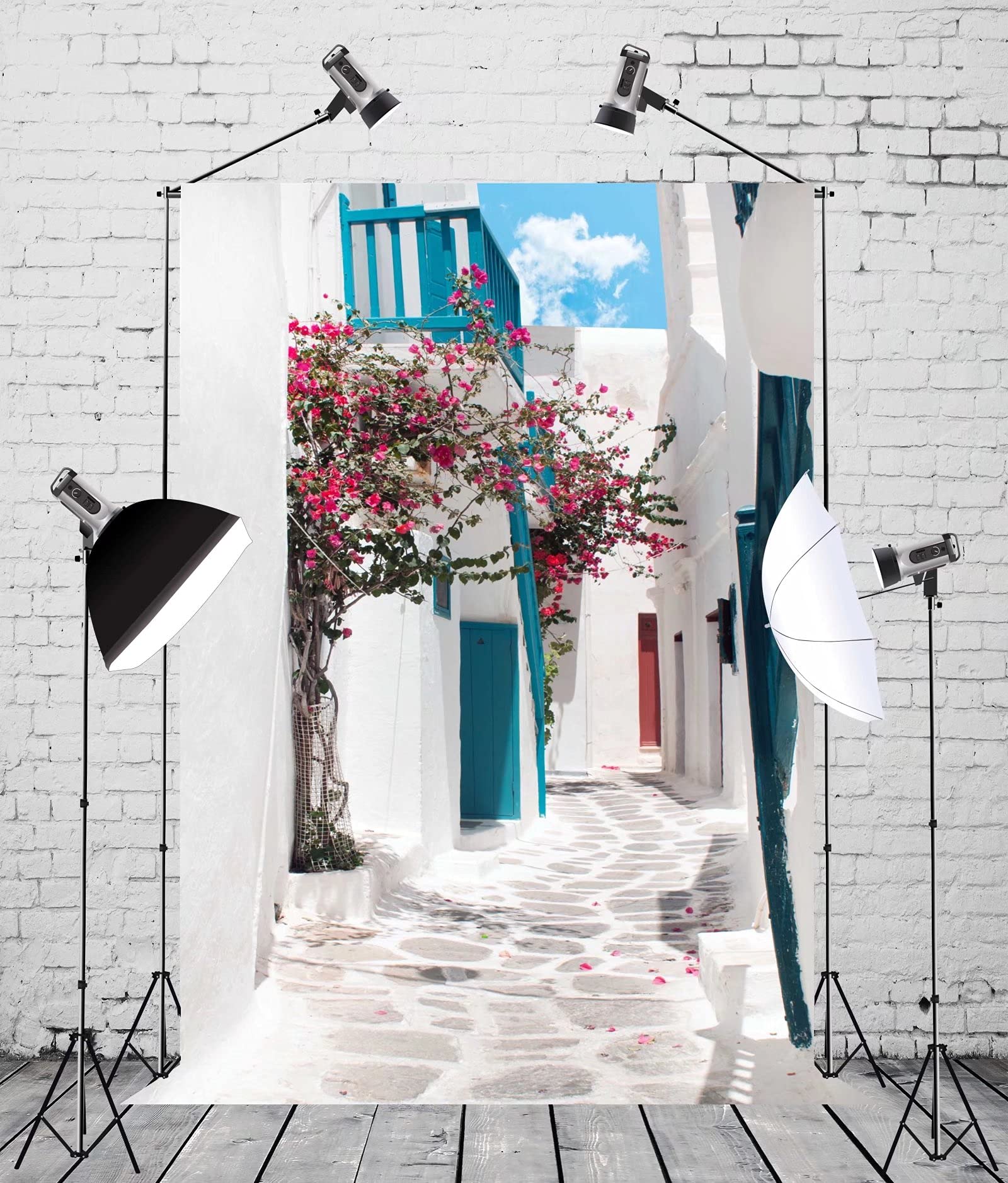 Corfoto 5X7Ft Greece Street Backdrop Narrow Street Background Mia Birthday Party Decorations Mia Themed Backdrop Greece Themed P