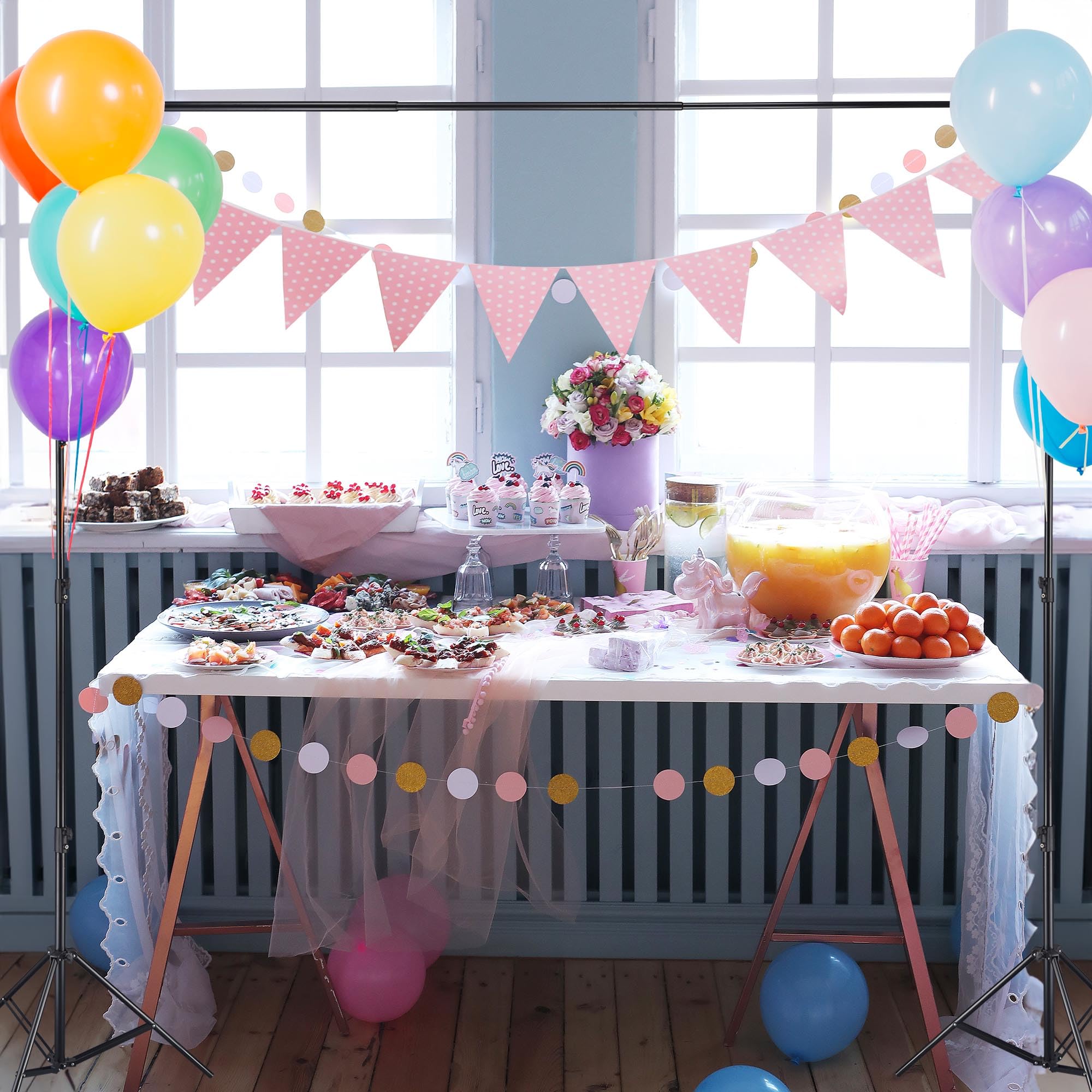 Aw 9.5X10 Ft Photo Backdrop Stand Telescopic Crossbar Support System With 1X Carry Bag 12X Muslin Clips 8X Clamps For Photo Vide