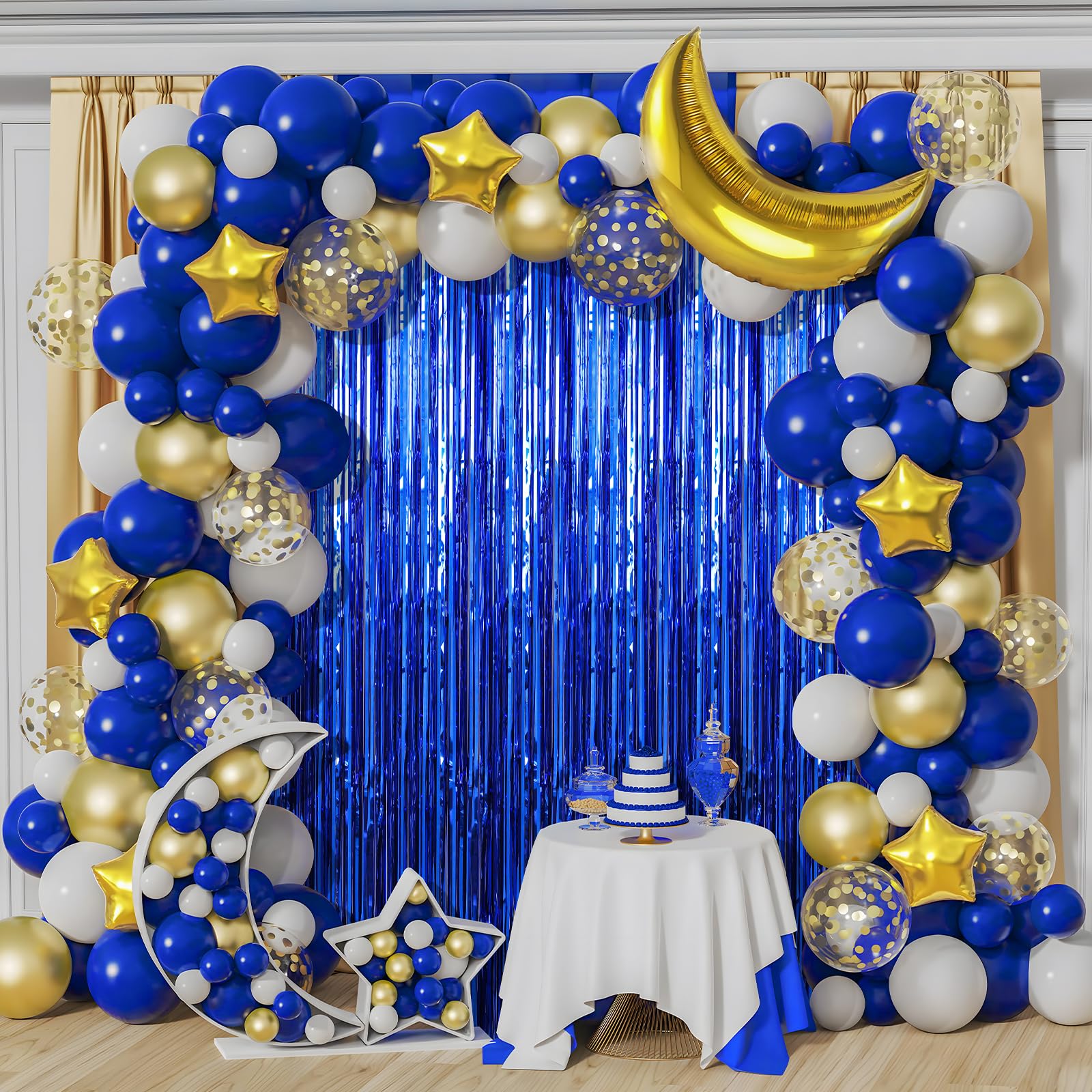 2 Pack Blue Foil Fringe Curtains Streamers Party Decorations 3.3 X 8.2 Ft, Blue Tinsel Curtain Fringe Backdrop For Parties, Door
