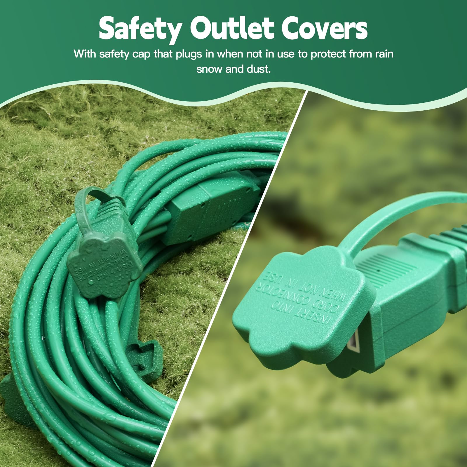 25Ft Outdoor Extension Extension Cord For Halloween Christmas Inflatables With Multiple Outlets Green Electrical Cord With Multi