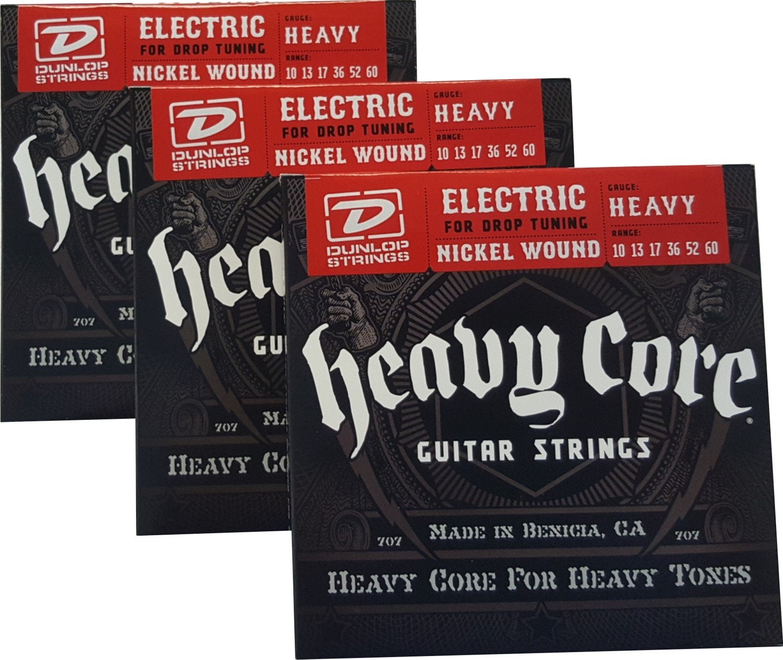 Dunlop Heavy Core Strings   Heavy 10 60 3 Packs Of 6 String Sets Dhcn1060 6