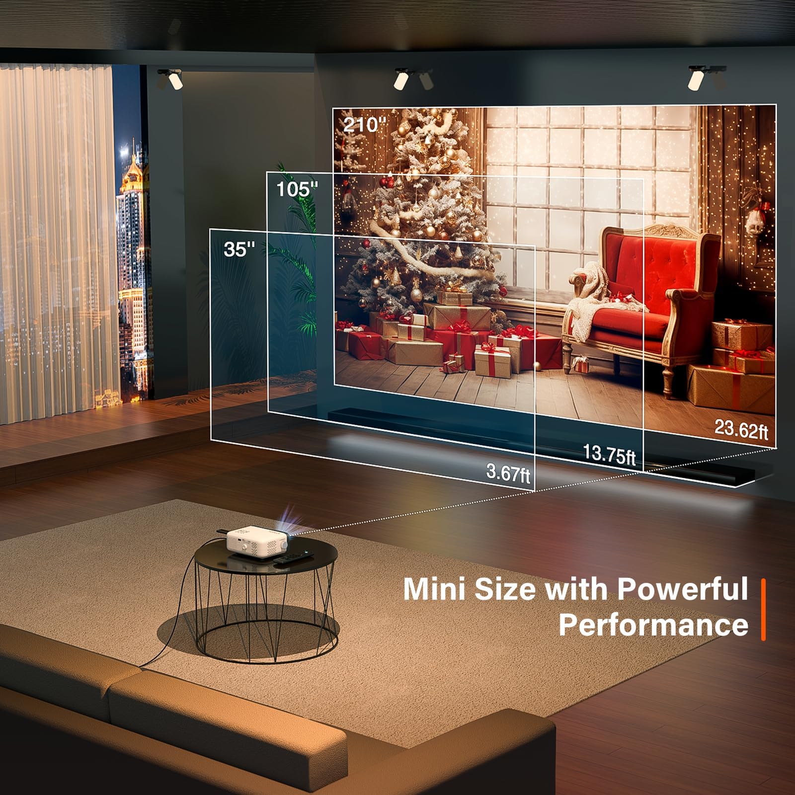 VOPLLS N3 Mini Projector 1080P Full HD Portable Home Theater Video Projector White