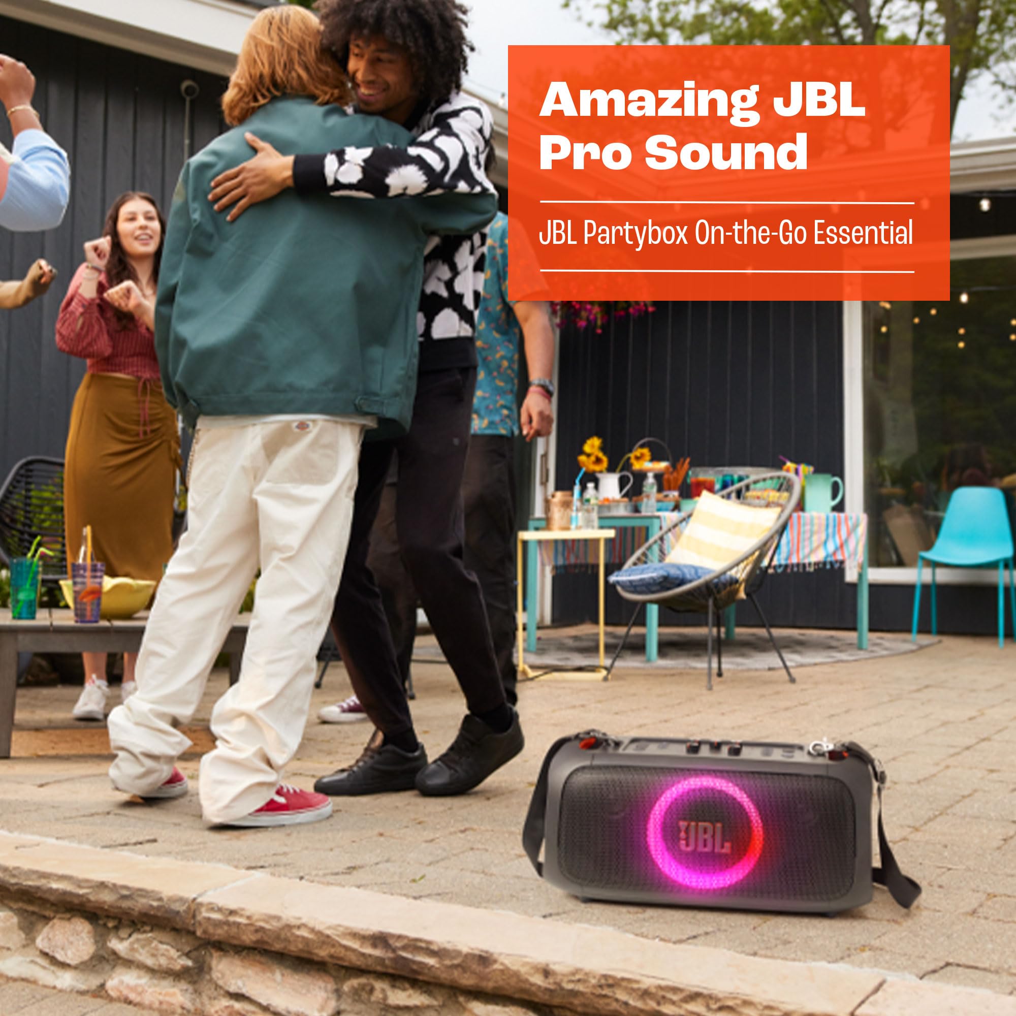 Jbl Partybox On-The-Go Essential - Portable Party Speaker With Built-In Lights And Wireless Mic, Amazing Pro Sound, Ipx4 Splashp