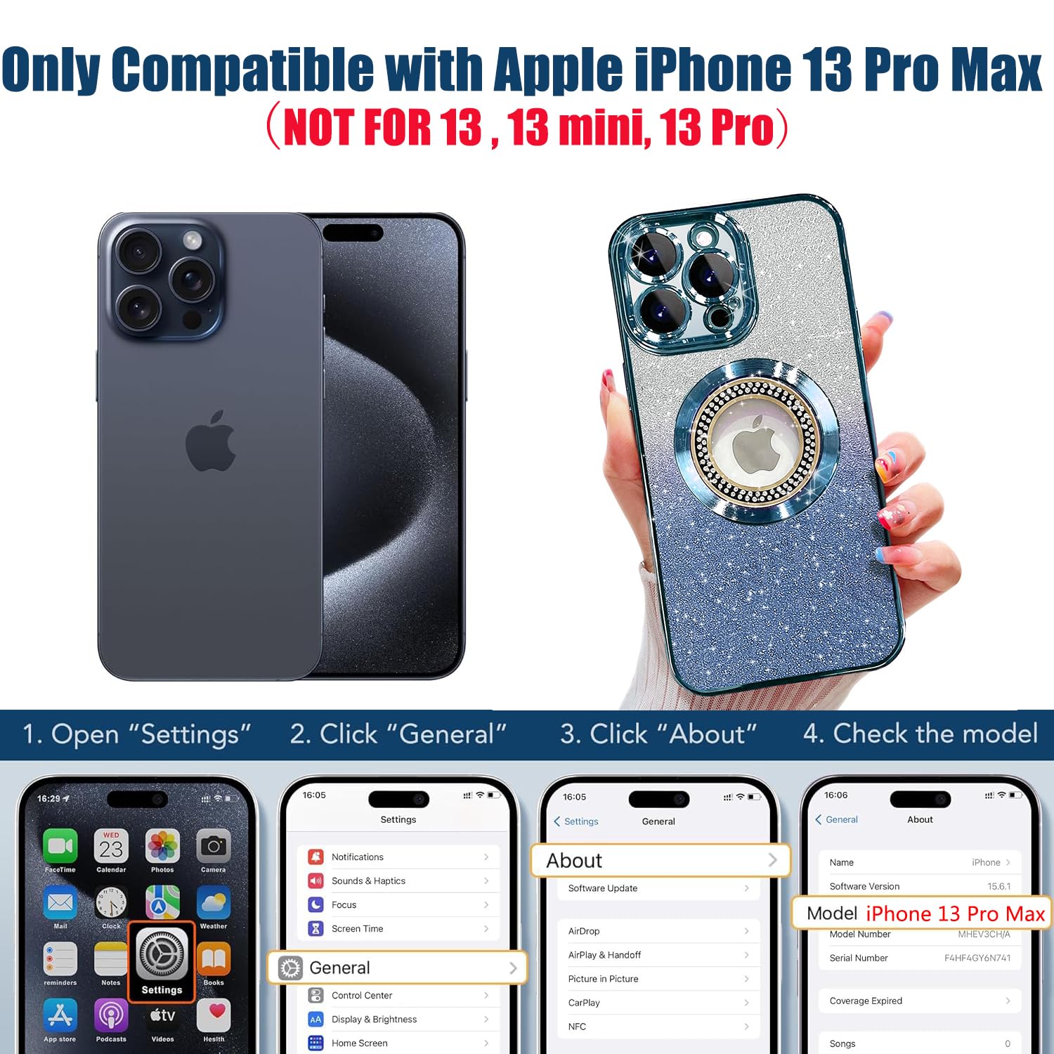 Misscase For Iphone 13 Pro Max Magnetic Case Compatible With Magsafe,Full Protection Slim Shockproof Anti Scratch Glitter Case W