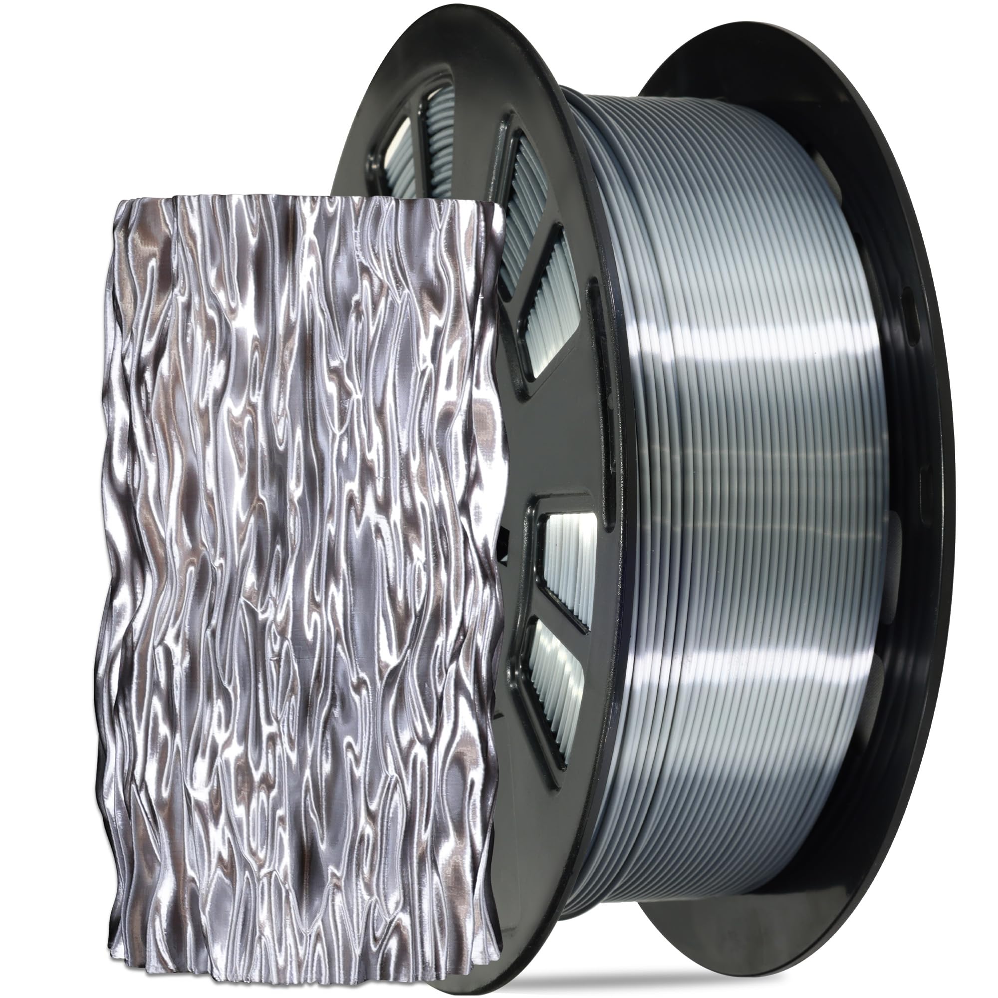 Do3D Silk Sliver Pla Satin Shiny 3D Printer Filament, 1.75Mm Diameter 1Kg Spool 2.2Lbs For Fdm 3D Printers