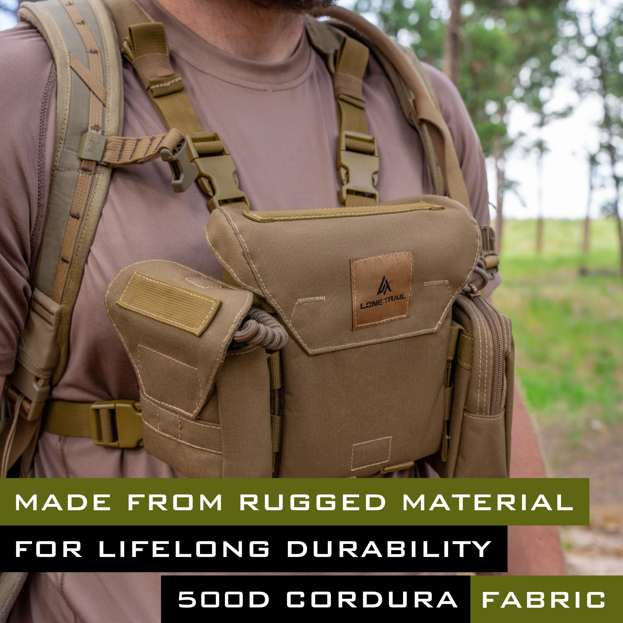 Lone Trail Binocular Harness Chest Pack, Bino Harness With Rangefinder Pouch, Binocular Case, Hunting Binoculars With Chest Harn