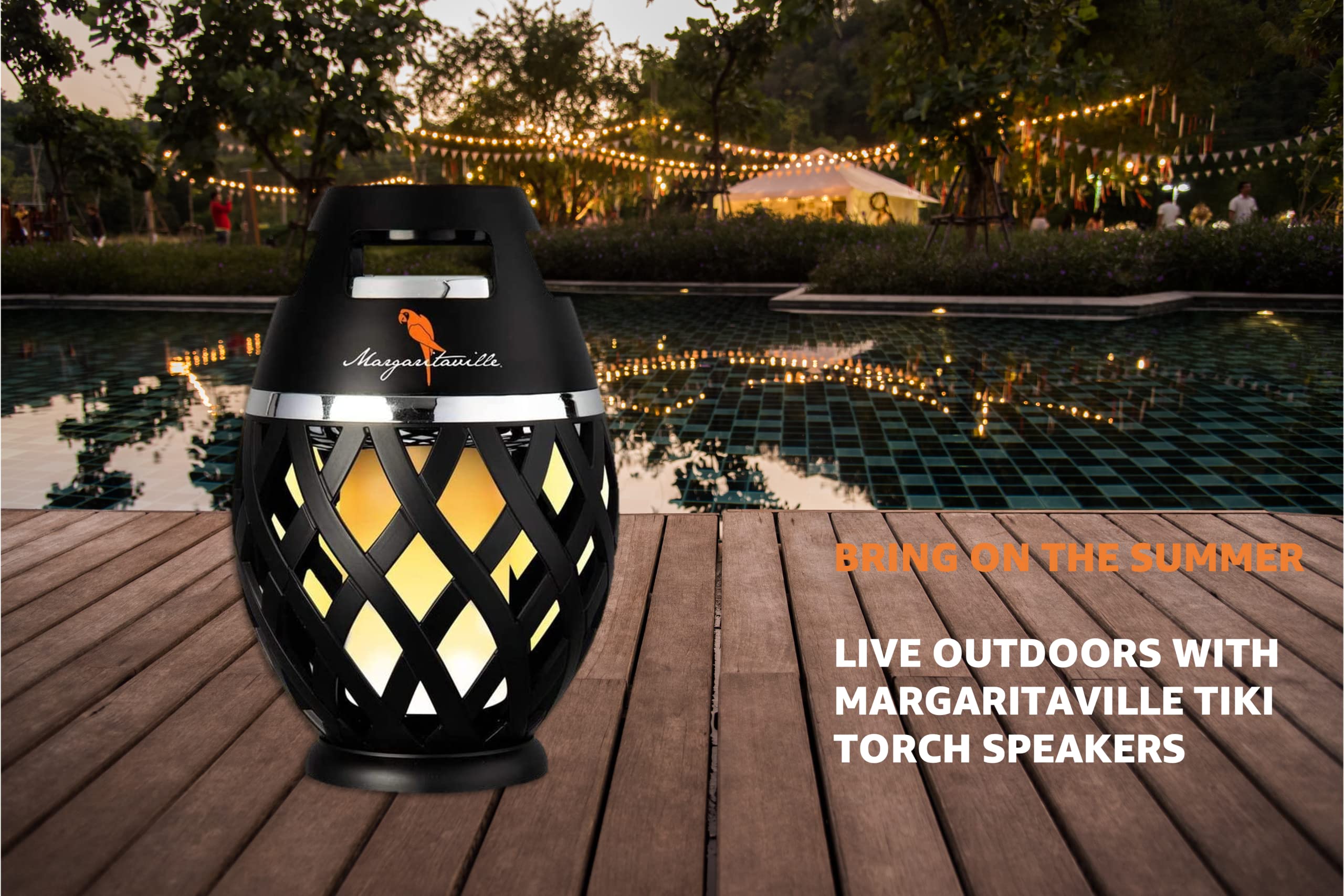 Margaritaville Tiki Torch   Waterproof Bluetooth Speaker, Portable Party Speaker With Flickering Led Lights, Perfect For Travel,