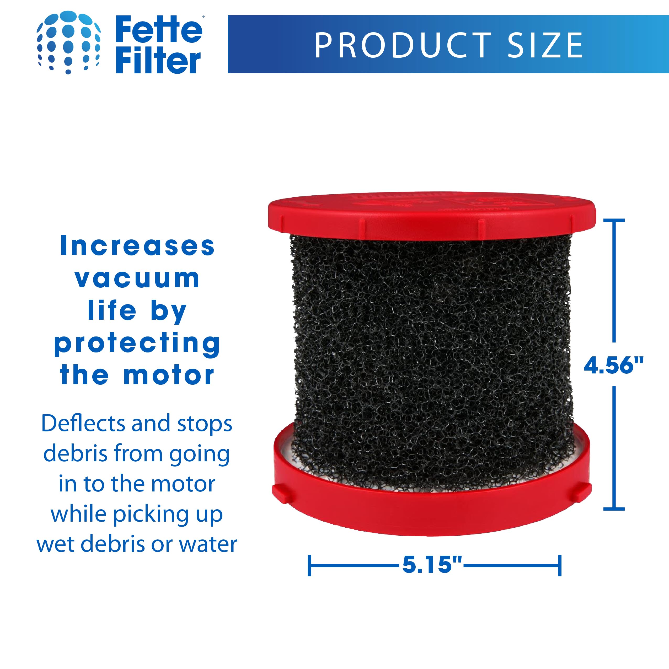 Fette Filter   Foam Filters Compatible With Milwaukee 49 90 2015 Wet/Dry Vacuums 0880 20, 0960 20 & 0970 20   Pack Of 4