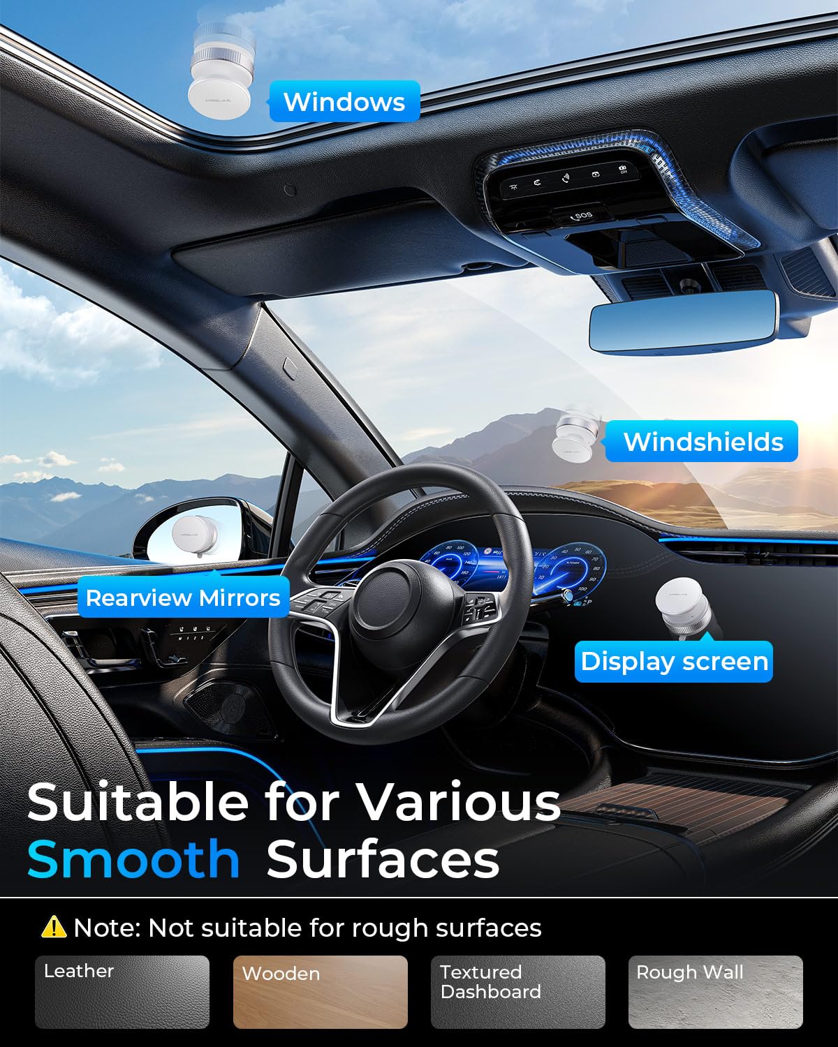 Mrglas Upgraded 360 Adjustable Vacuum Magnetic Phone Holder Stand[Strongest Suction & Ultra Magnetic] Car Phone Mount For Magsaf