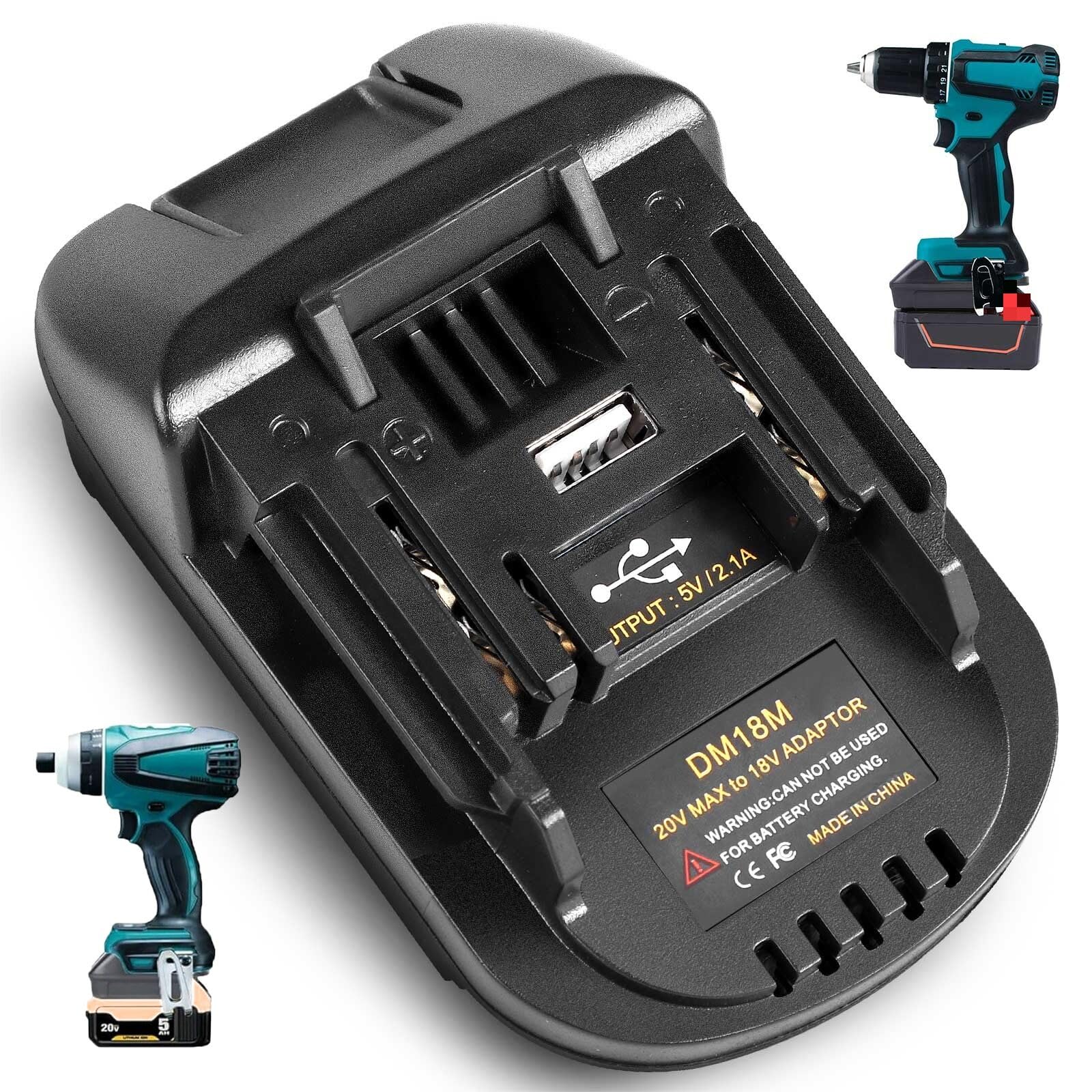 ZWDXRB Battery Adapter Fit for Makita 18V Cordless Tools (Compatible with Milwaukee M18 and for Dewalt 20V Batteries,Battery Not