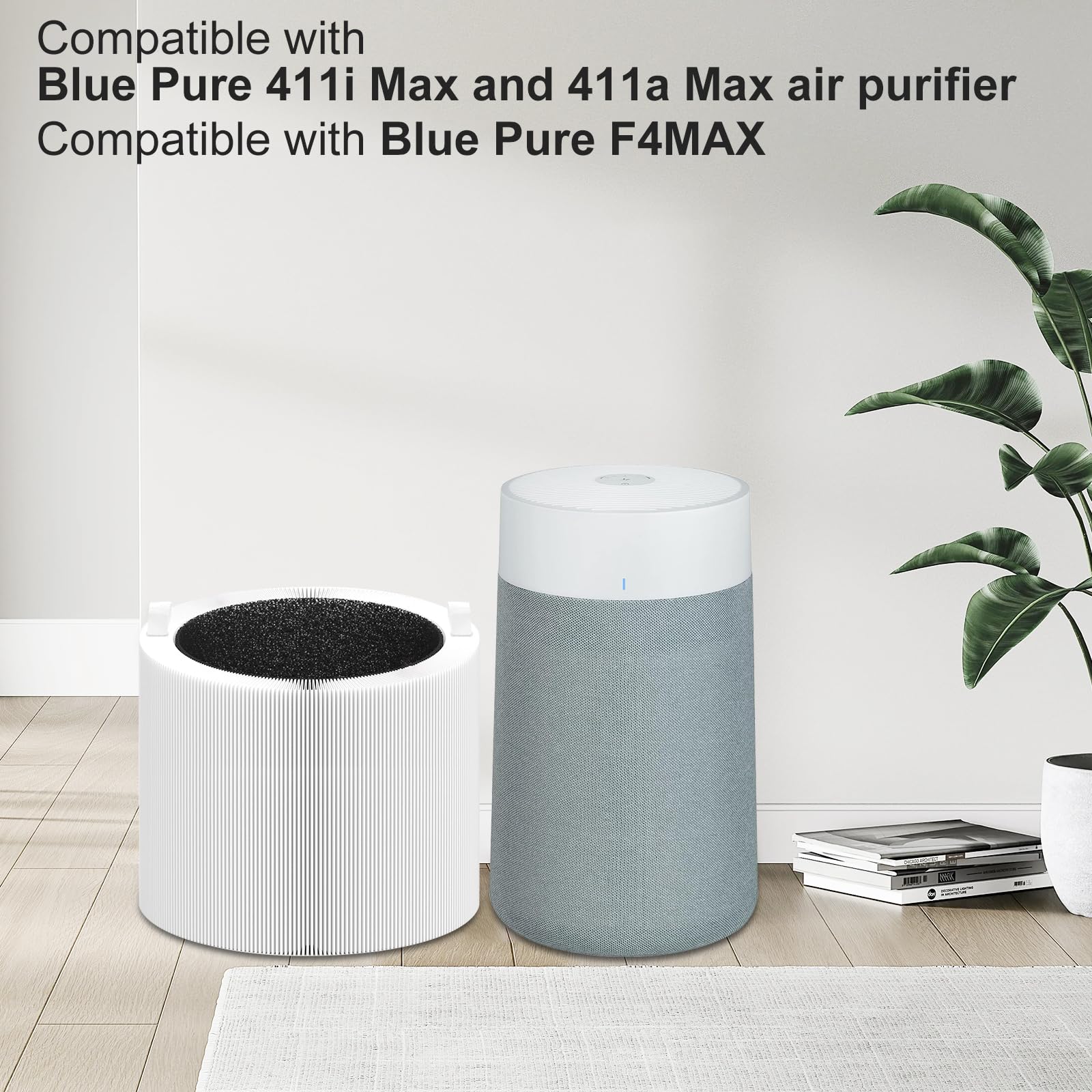 Blue Pure 411I/411A Max Replacement Filter Compatible With Blue Pure 411I/411A Max Air Purifier. Blue Pure F4Max, 3 In 1 H13 Tur