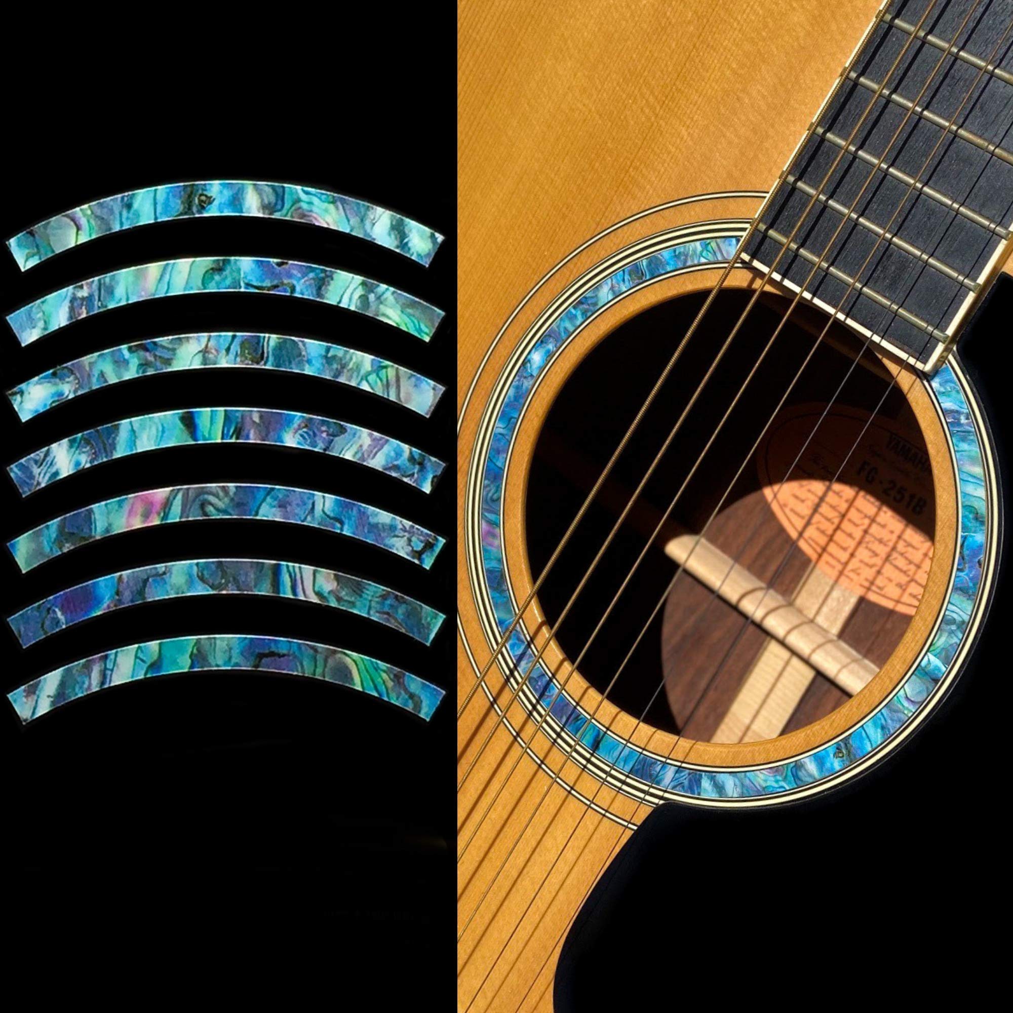 Inlay Sticker Decal Acoustic Guitar Purflinng Sound Hole In Abalone Theme   Rosette Stripbl
