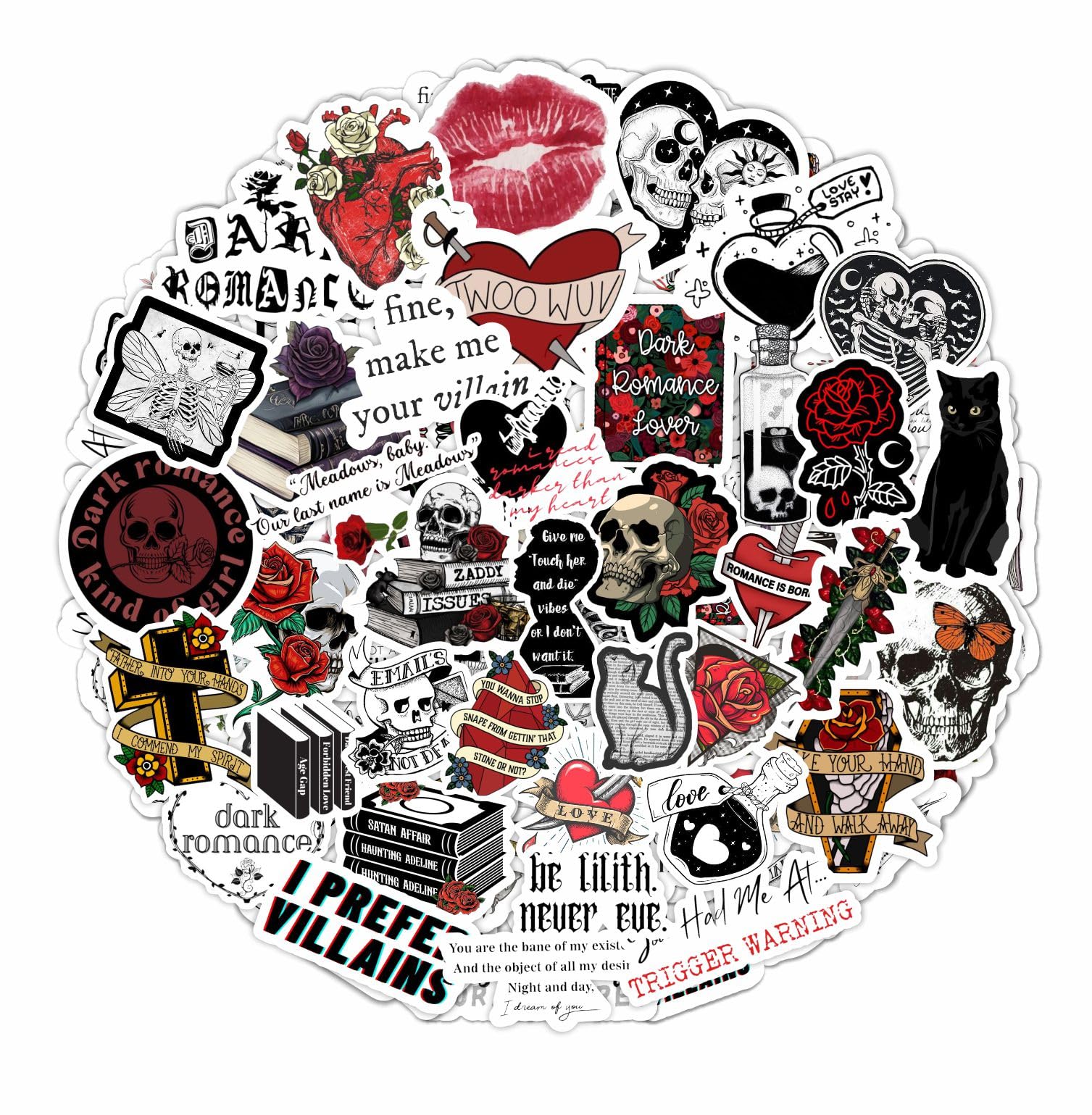 100Pcs Dark Romance Stickers For Water Bottle And Laptop   Dark Romance Party Favors & Decorations, Waterproof Vinyl Decals, Lov