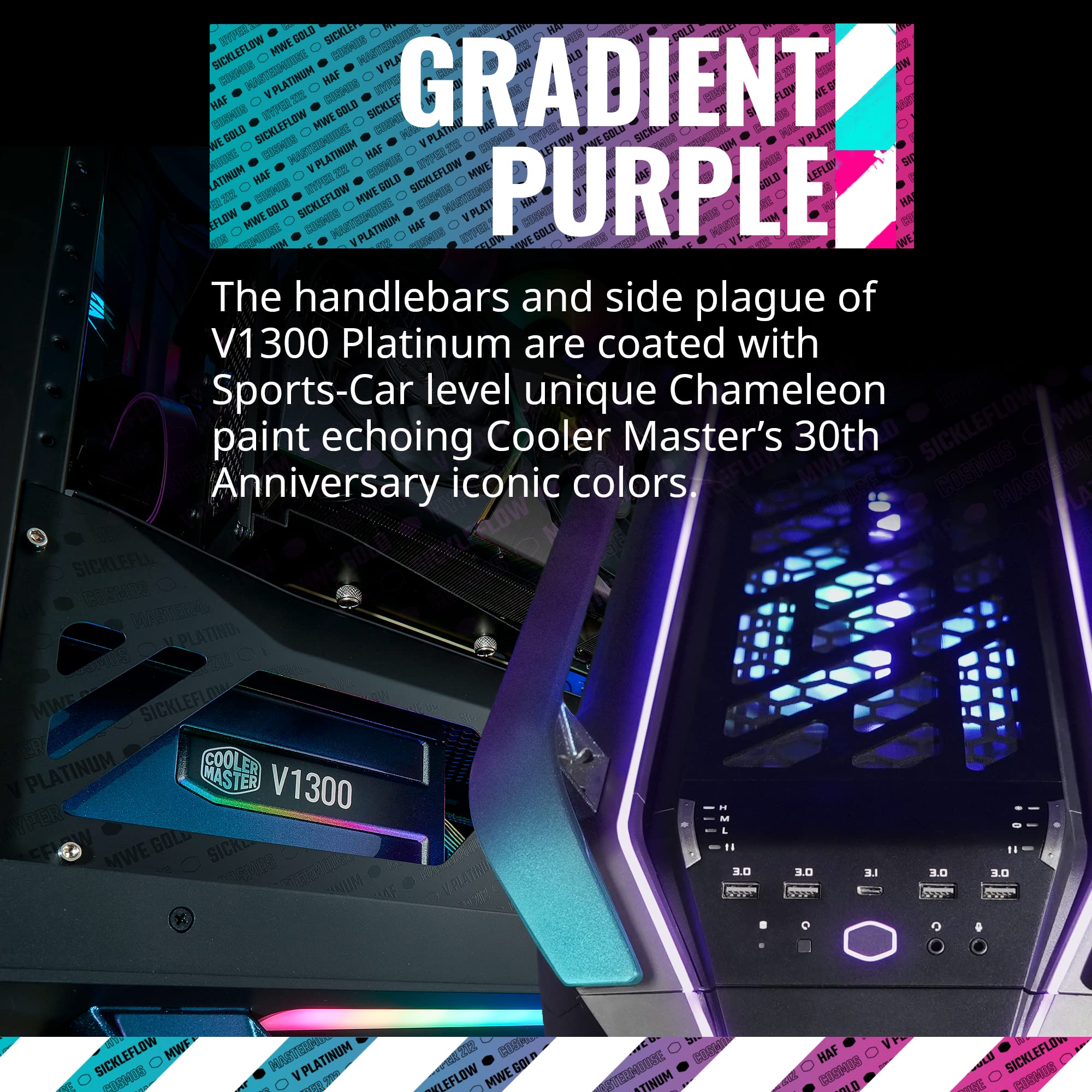 Cooler Master 30Th Year Anniversary Cosmos Infinity C700M E Atx Full Tower, Pl360 Flux Close Loop Aio Cpu Liquid Cooler, V1300 P