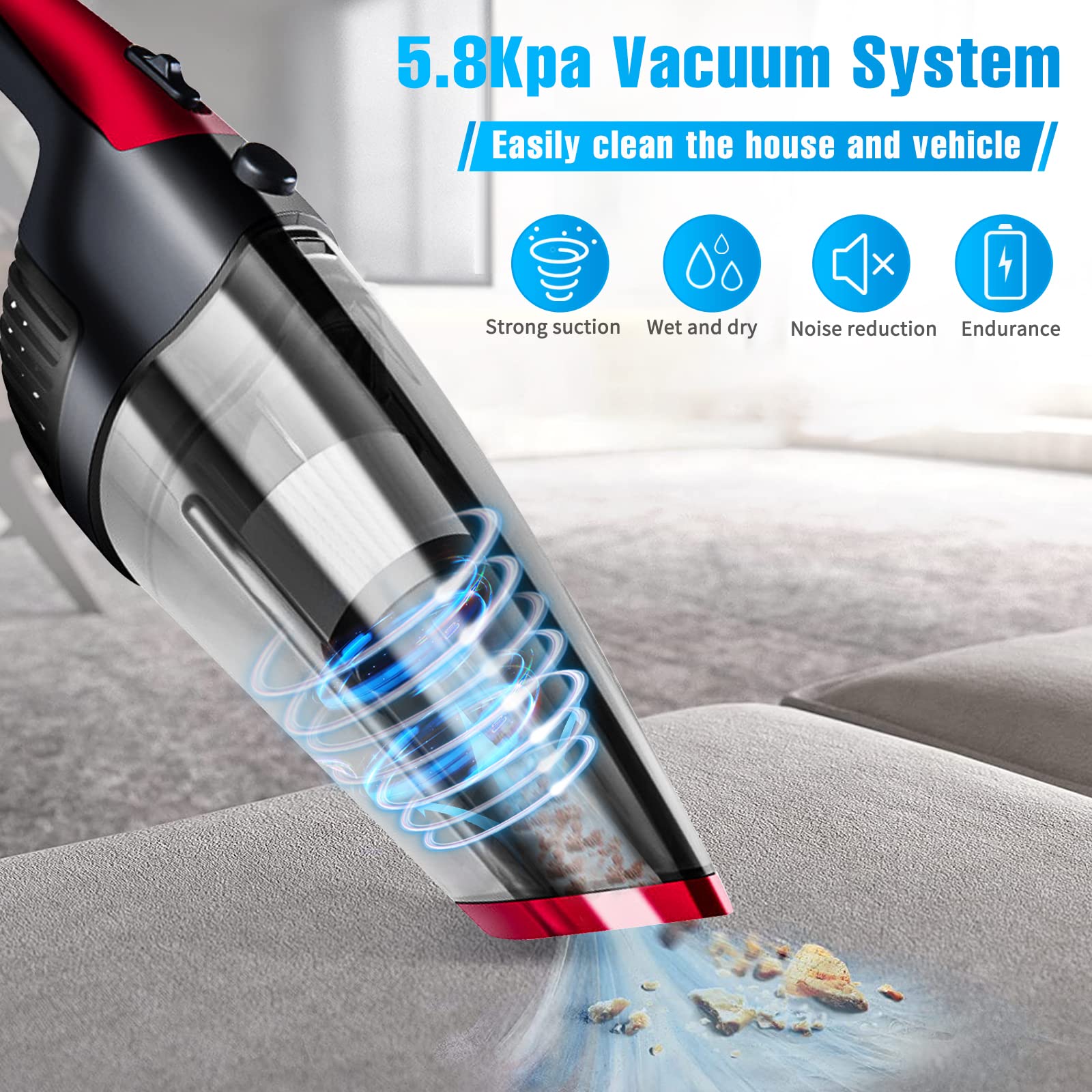 Fityou Handheld Vacuum Cleaner Cordless, Rechargeable (Usb Charge), Powerful Suction Cleaner, Portable Hand Vacuum For Pet Hair